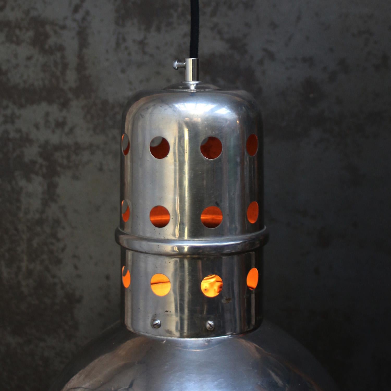 French Chrome Vintage Medical Metal Pendant Light In Good Condition For Sale In Amsterdam, NL
