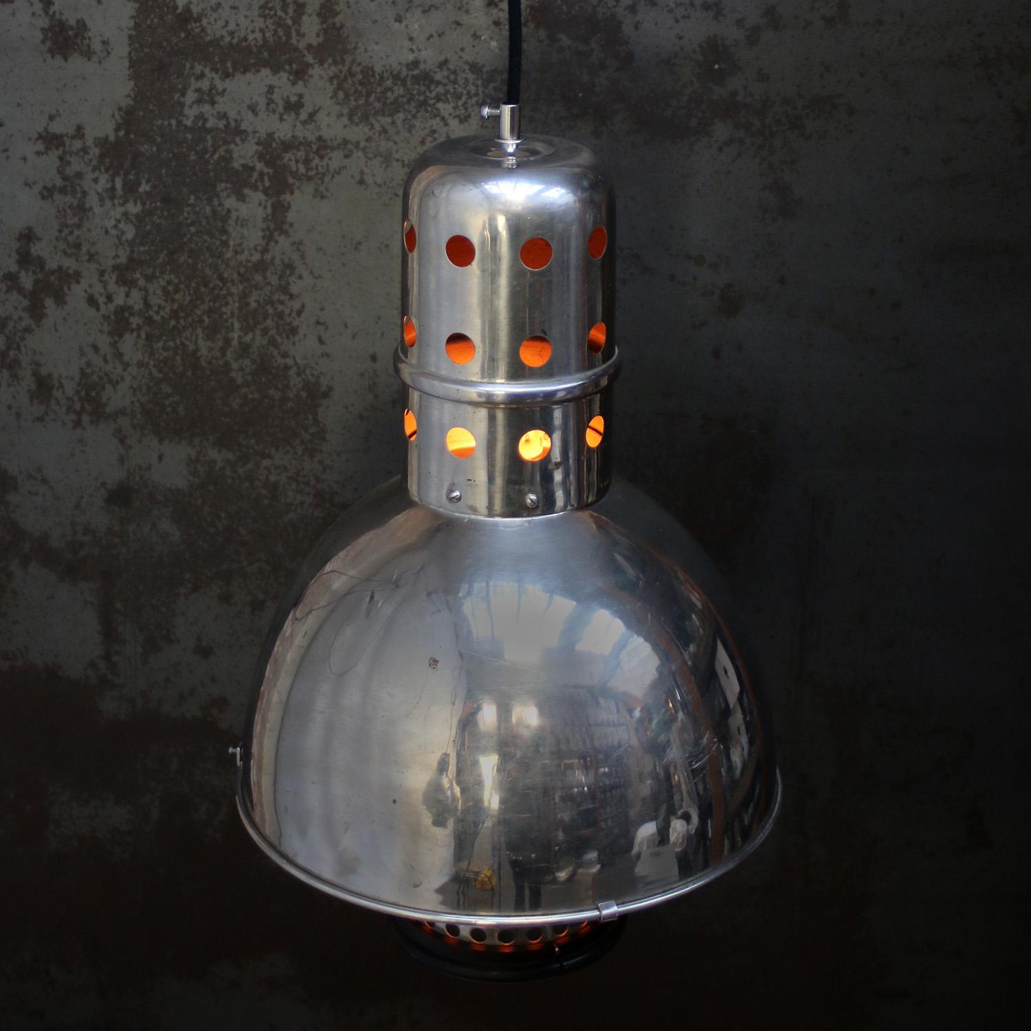 20th Century French Chrome Vintage Medical Metal Pendant Light For Sale