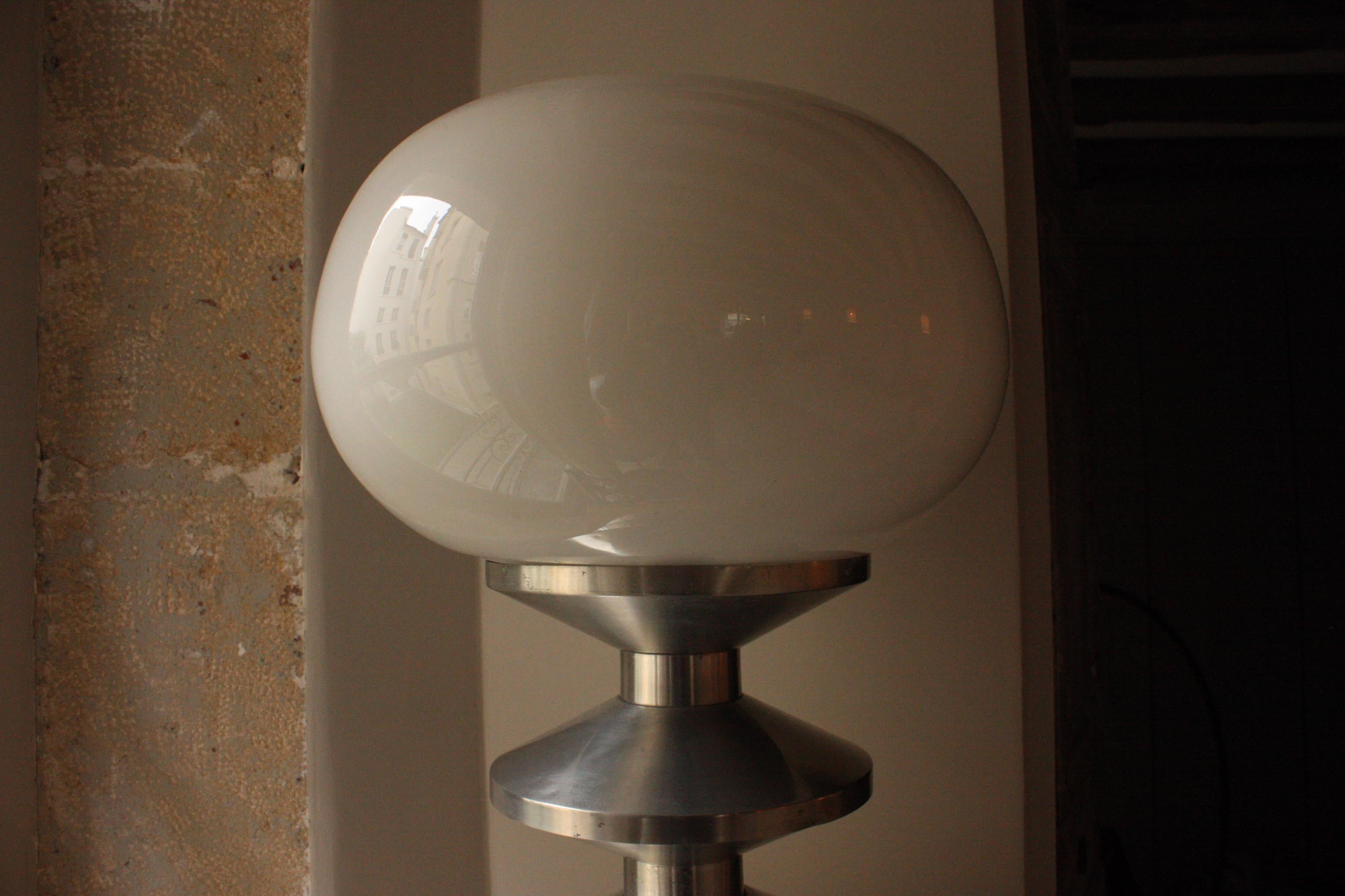 Brushed French Chromed Steel Lamp, 1970s