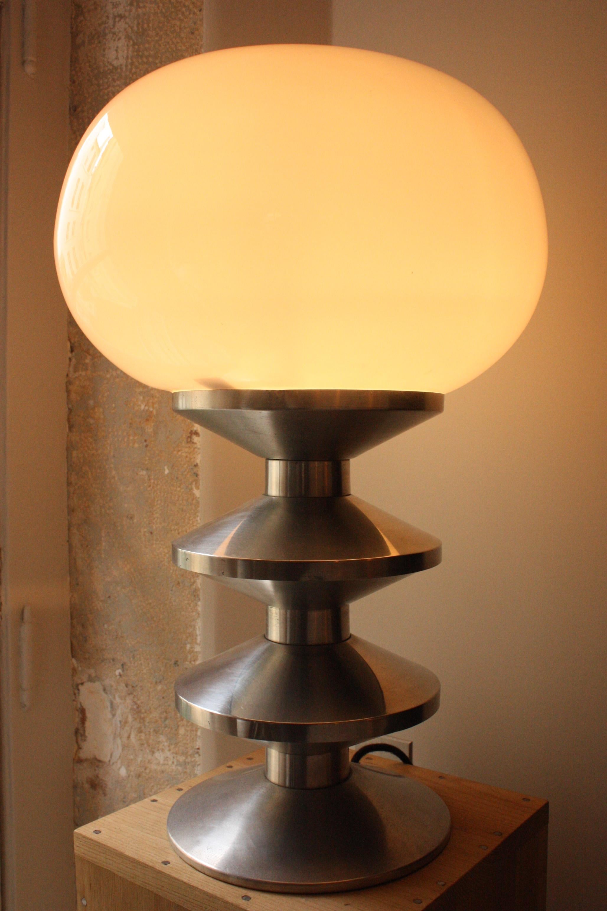 French Chromed Steel Lamp, 1970s In Good Condition In Paris, France