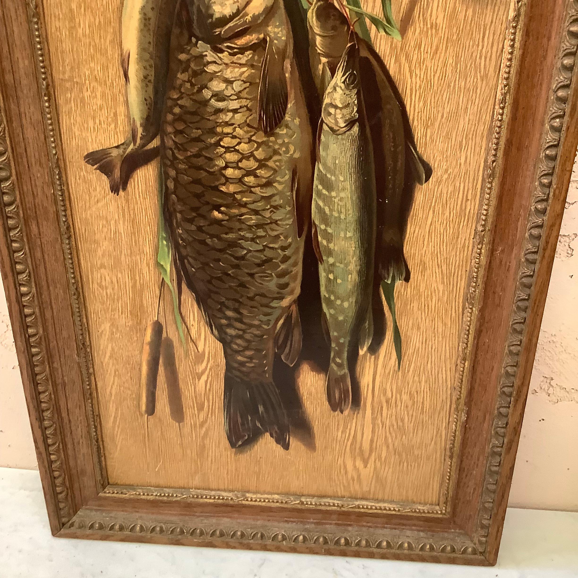 French Chromolithograph Print Fishs Trophy, circa 1890 In Good Condition In Austin, TX