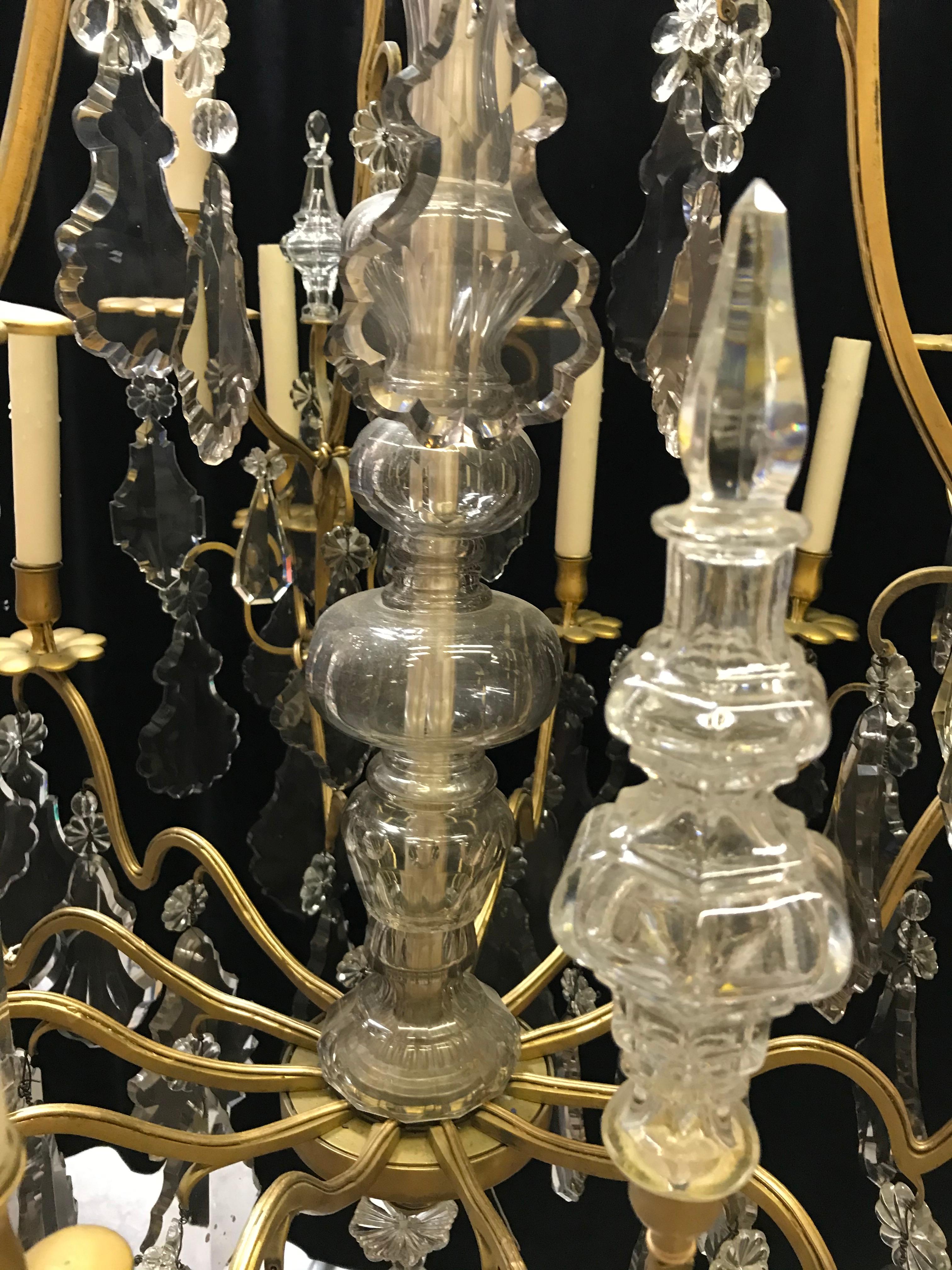 French Chrystal and Bronze Chandelier, 19th Century For Sale 3