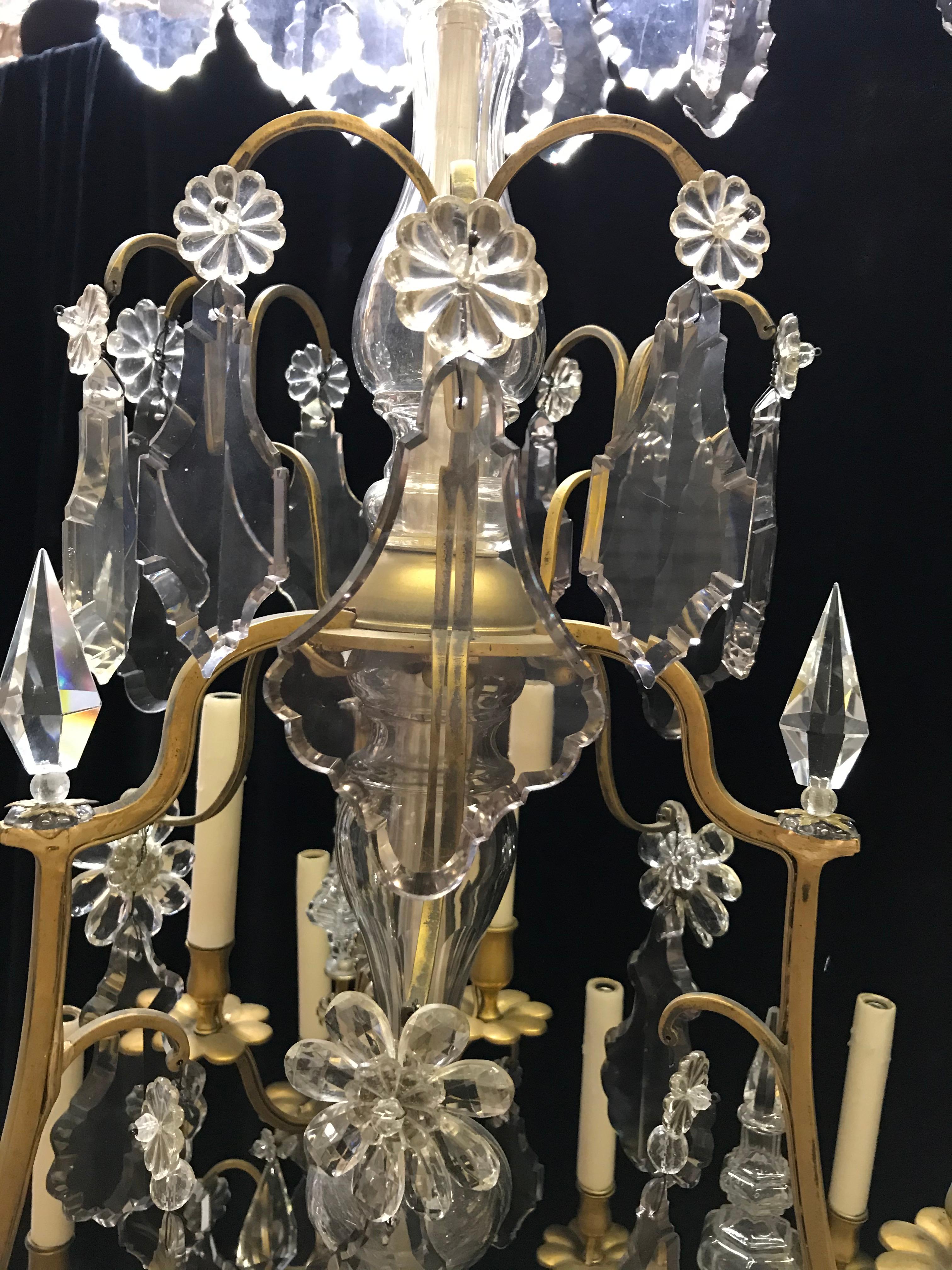 Crystal French Chrystal and Bronze Chandelier, 19th Century For Sale
