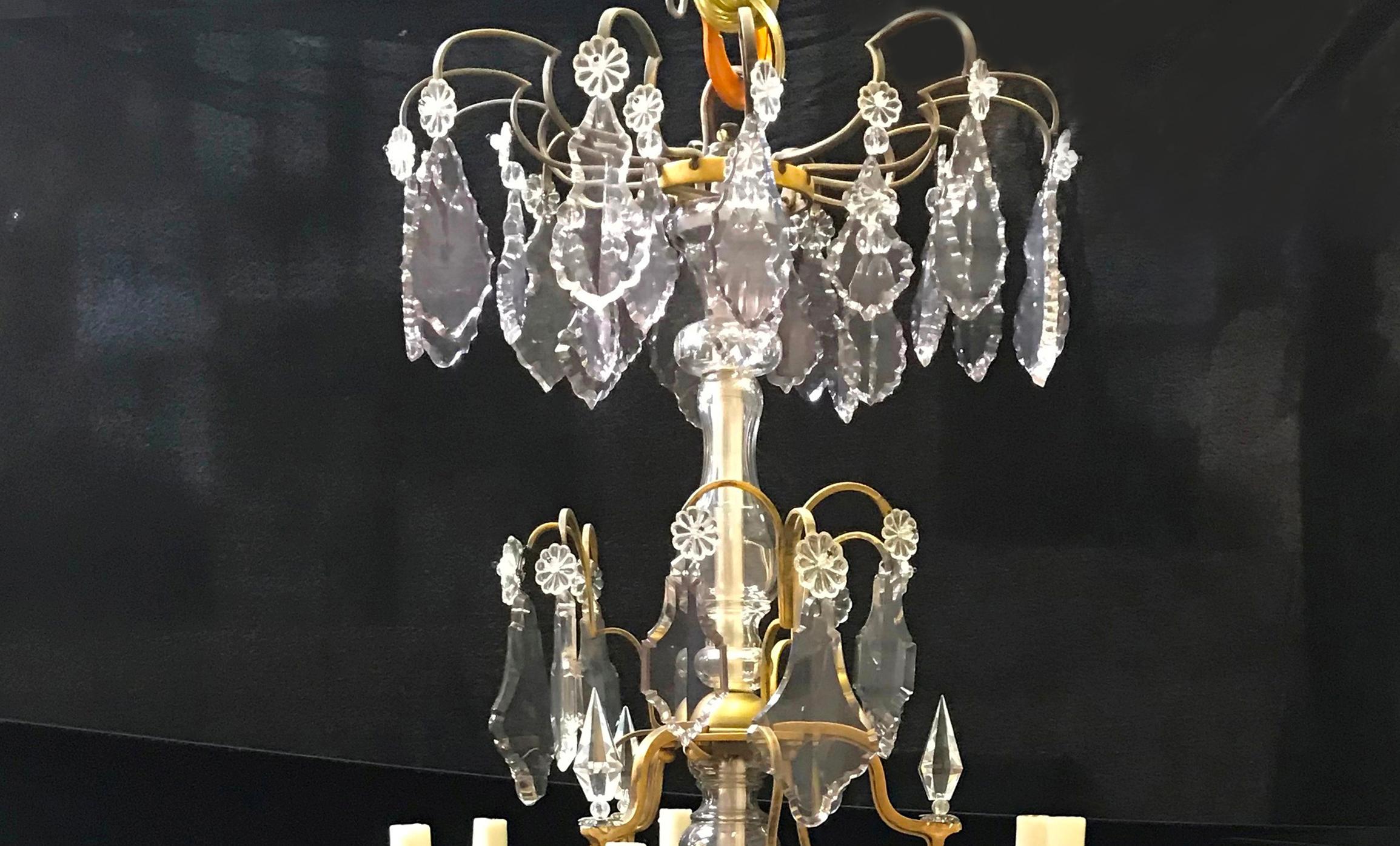 French Chrystal and Bronze Chandelier, 19th Century For Sale 2