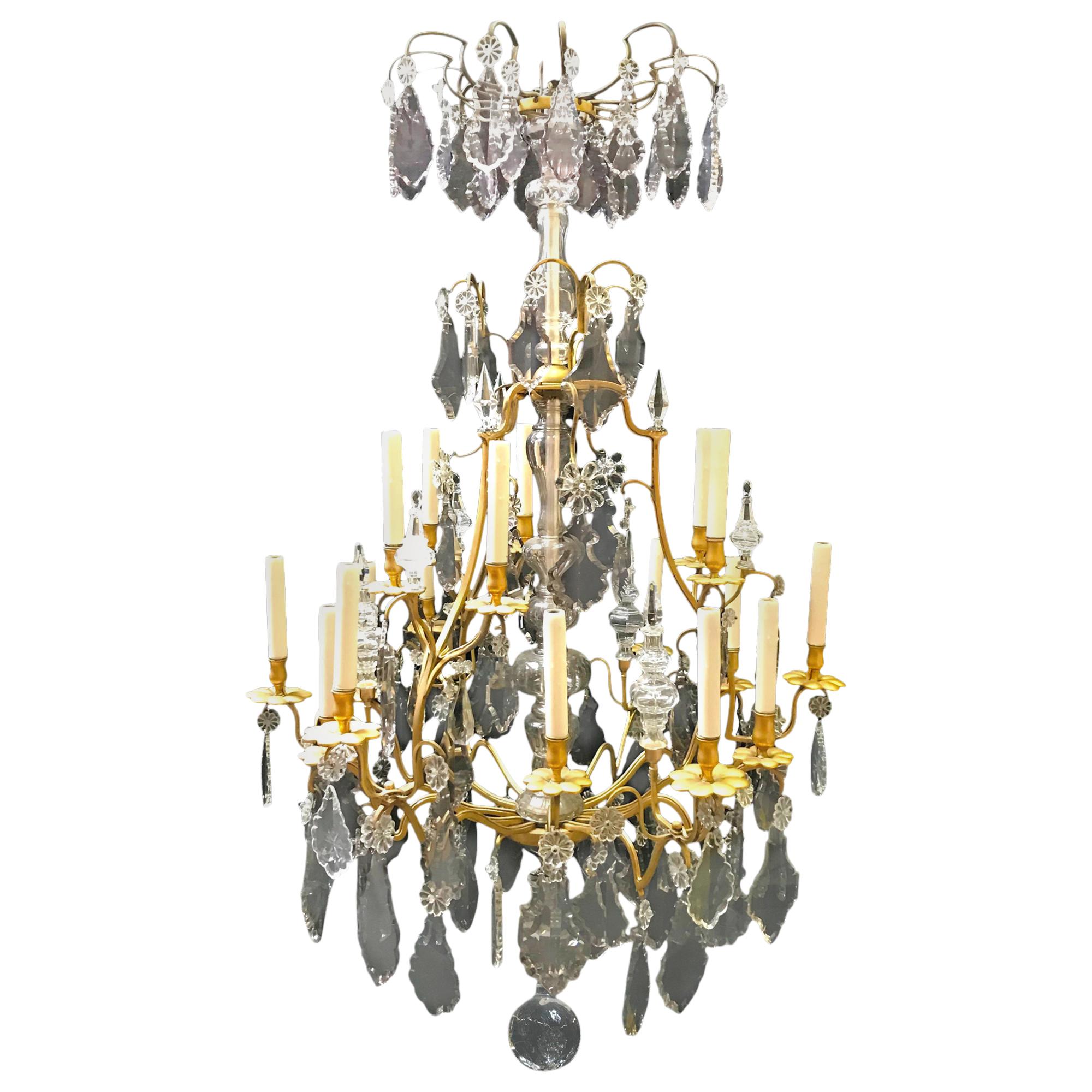 French Chrystal and Bronze Chandelier, 19th Century