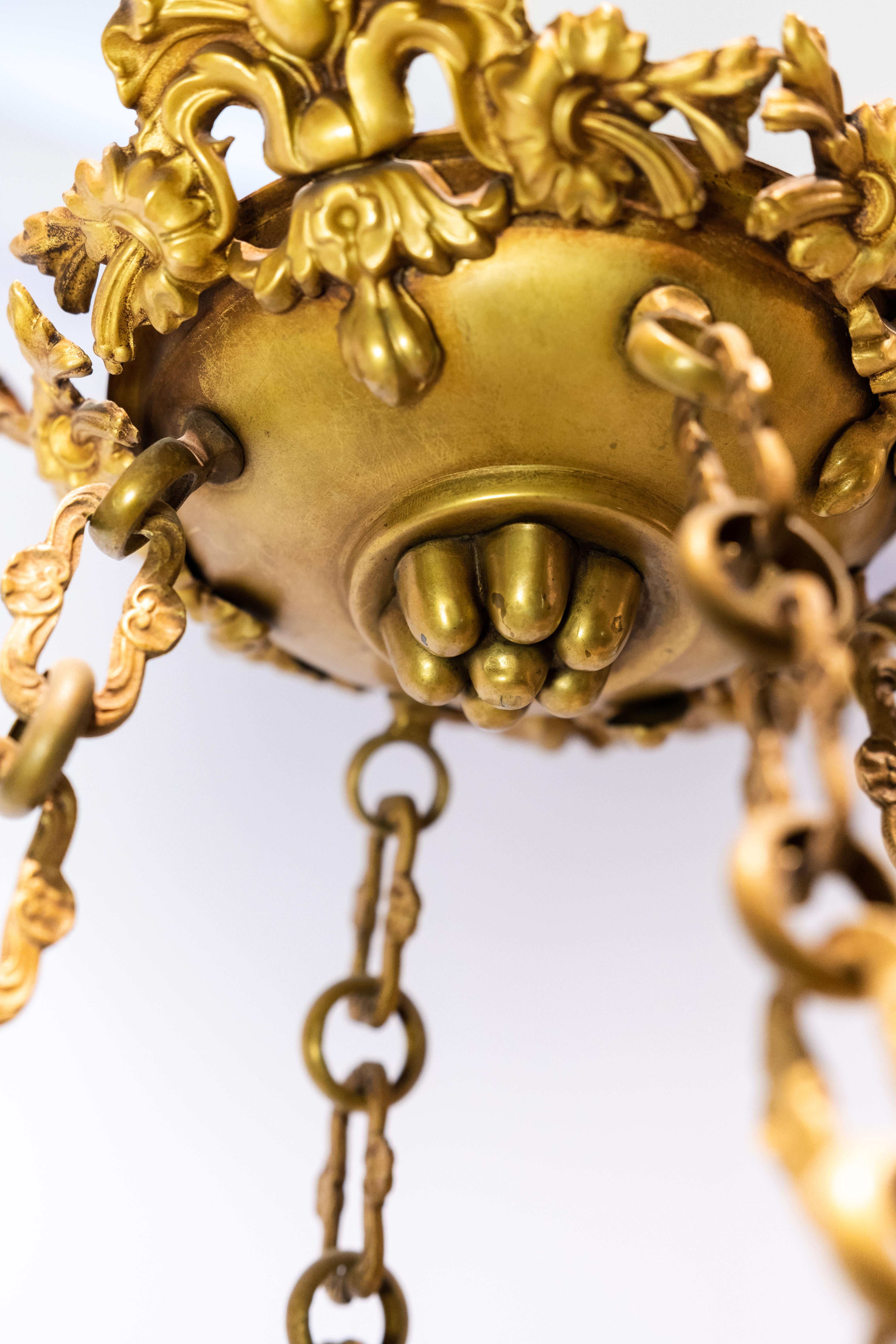 French Church Chandelier of Bronze with Beautiful Decorations, 1880s 1