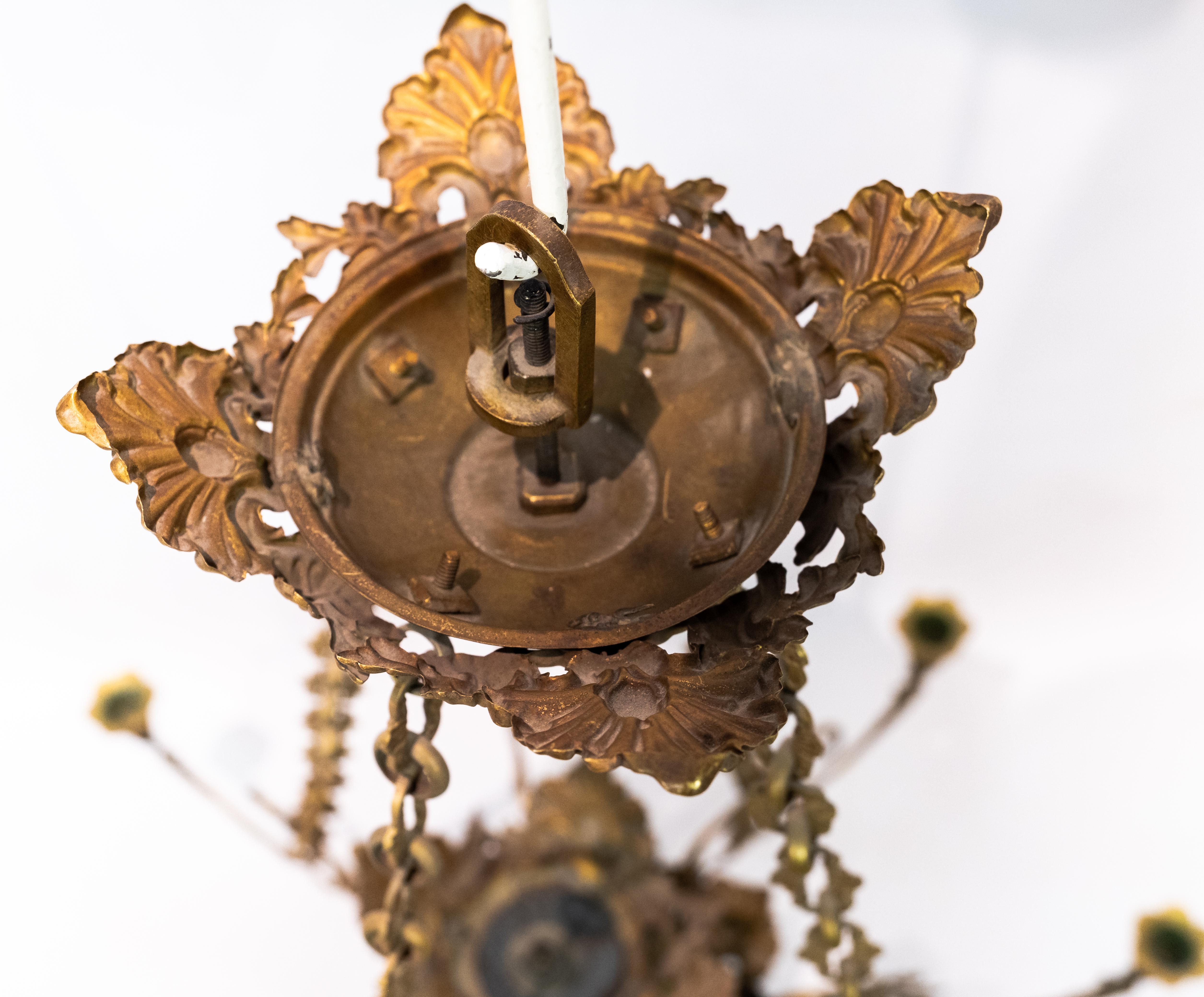 French Church Chandelier of Bronze with Beautiful Decorations, 1880s 2