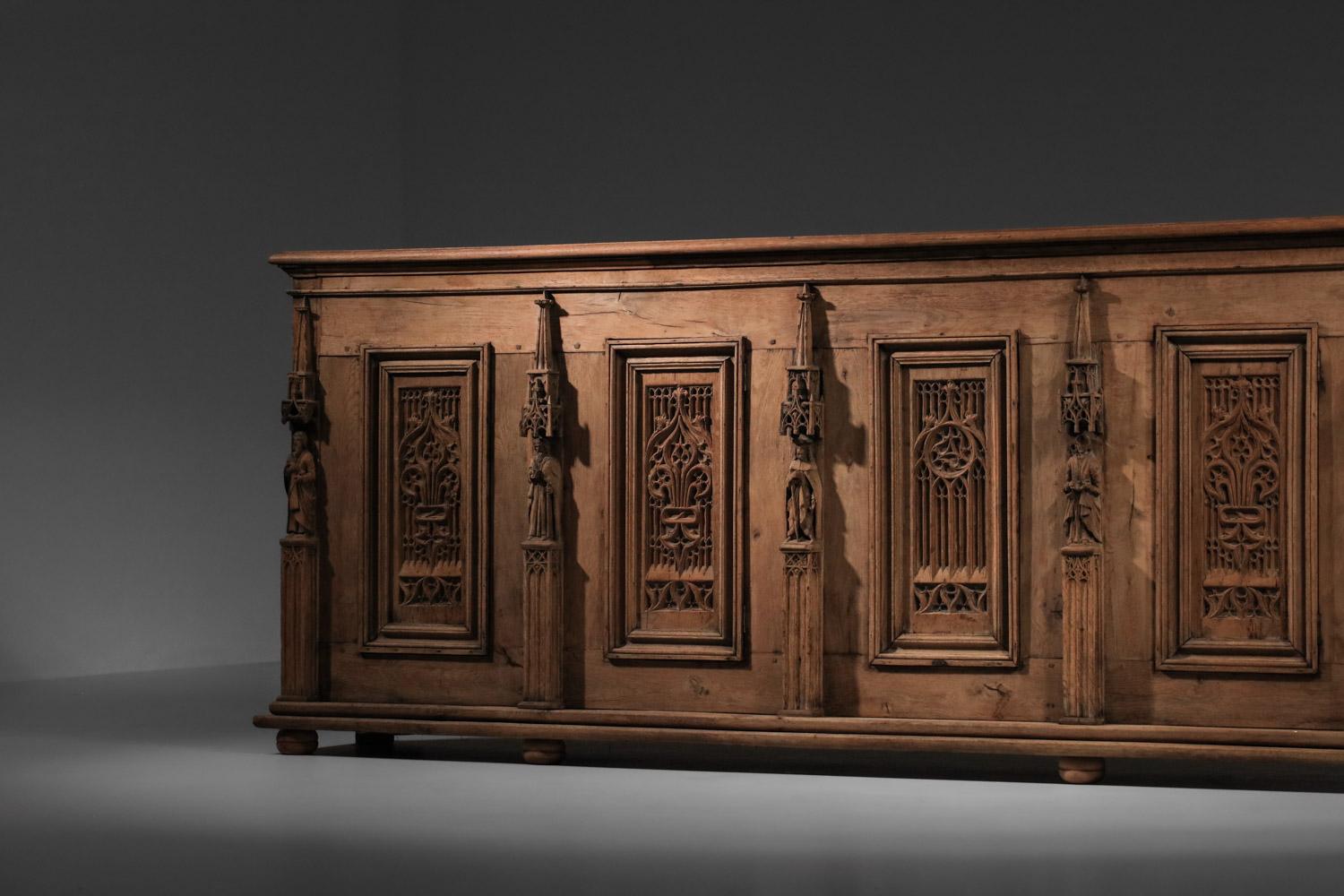 French church sideboard 1910s gothic enfilade unique piece rare  5