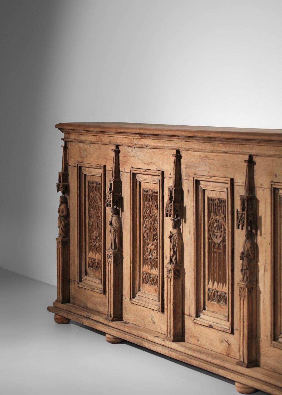 French church sideboard 1910s gothic enfilade unique piece rare  2