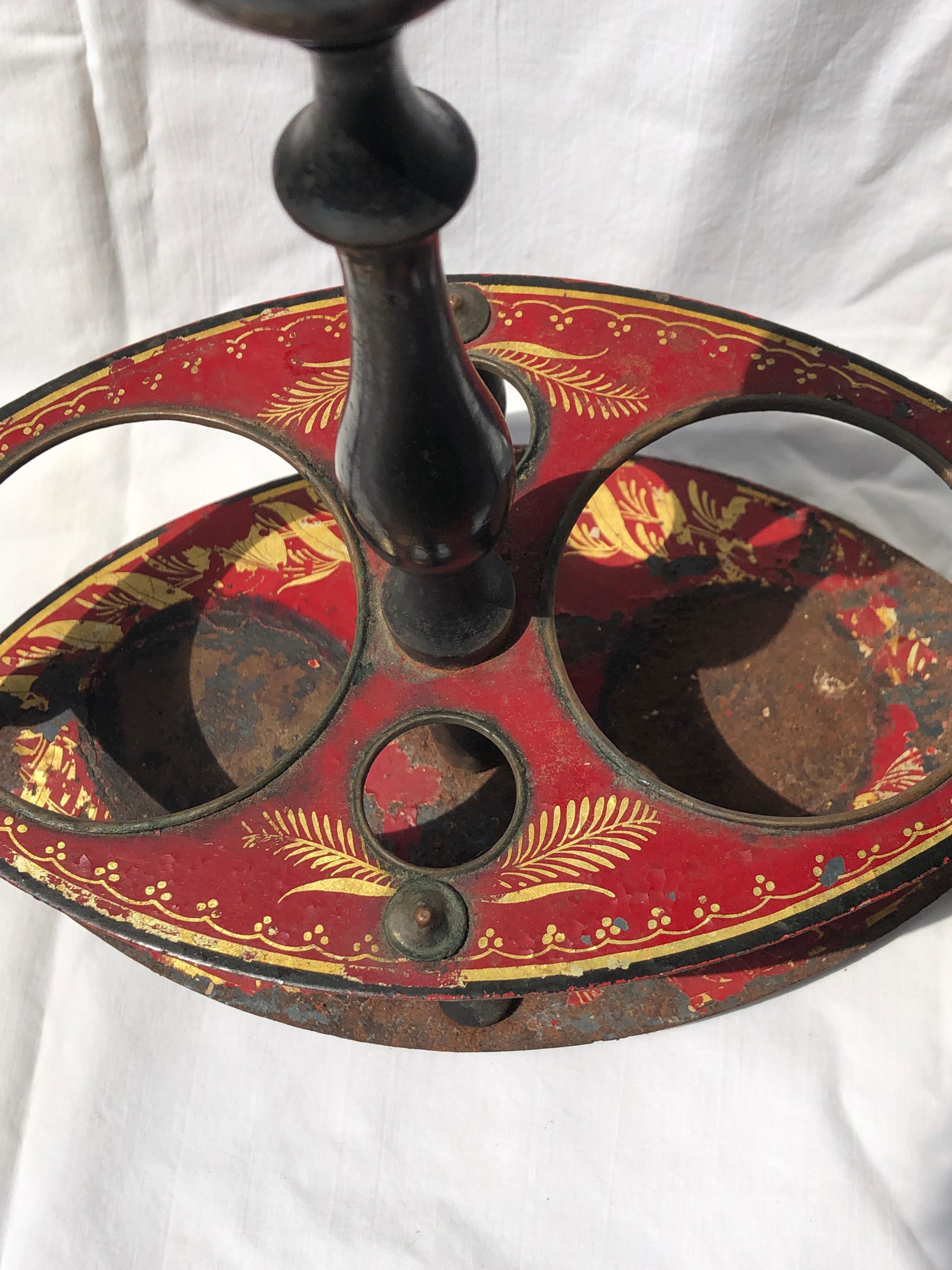European French circa 1820 Red Painted Tole Vinaigrier For Sale