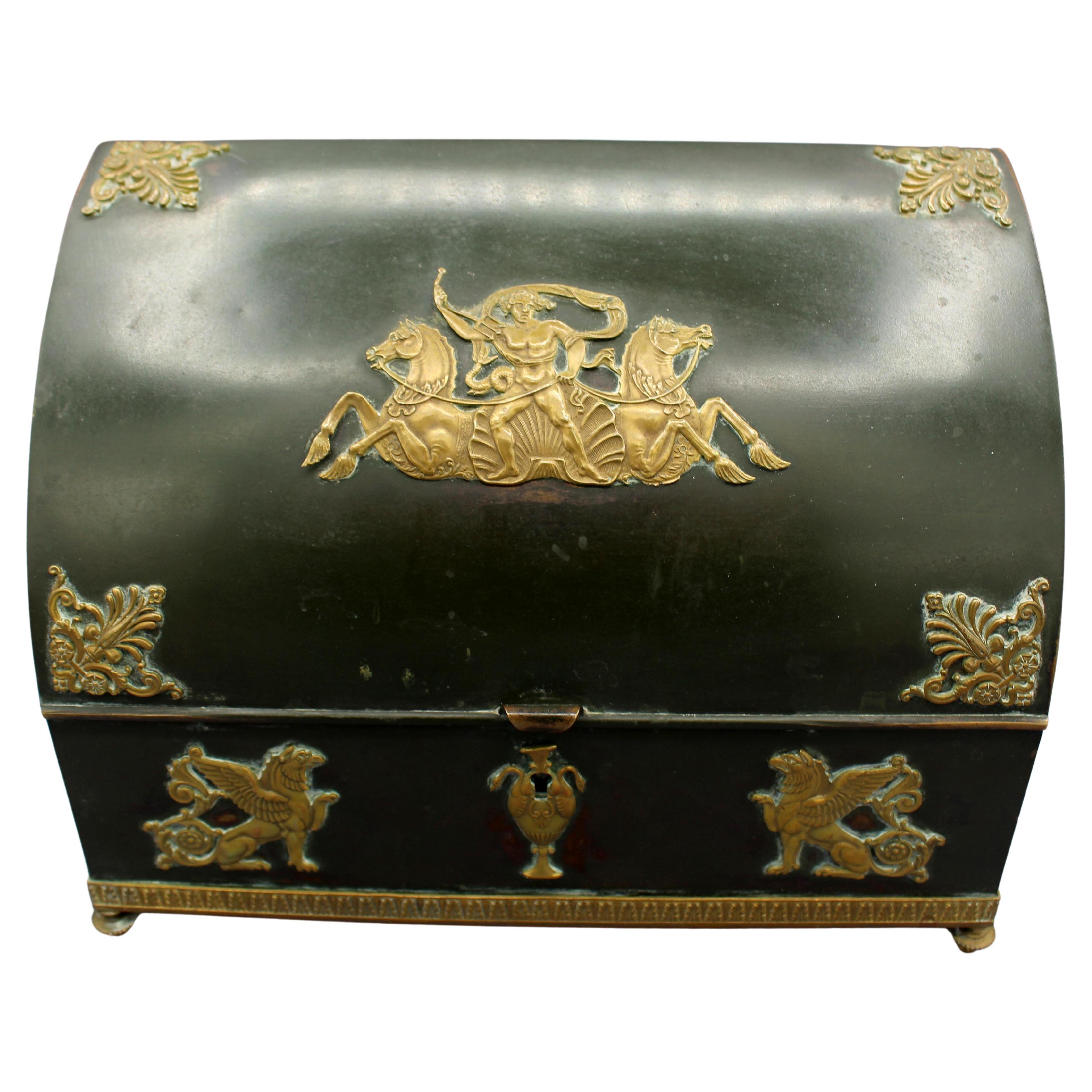 French Circa 1870 Bronze Brass Mounted Letters Box