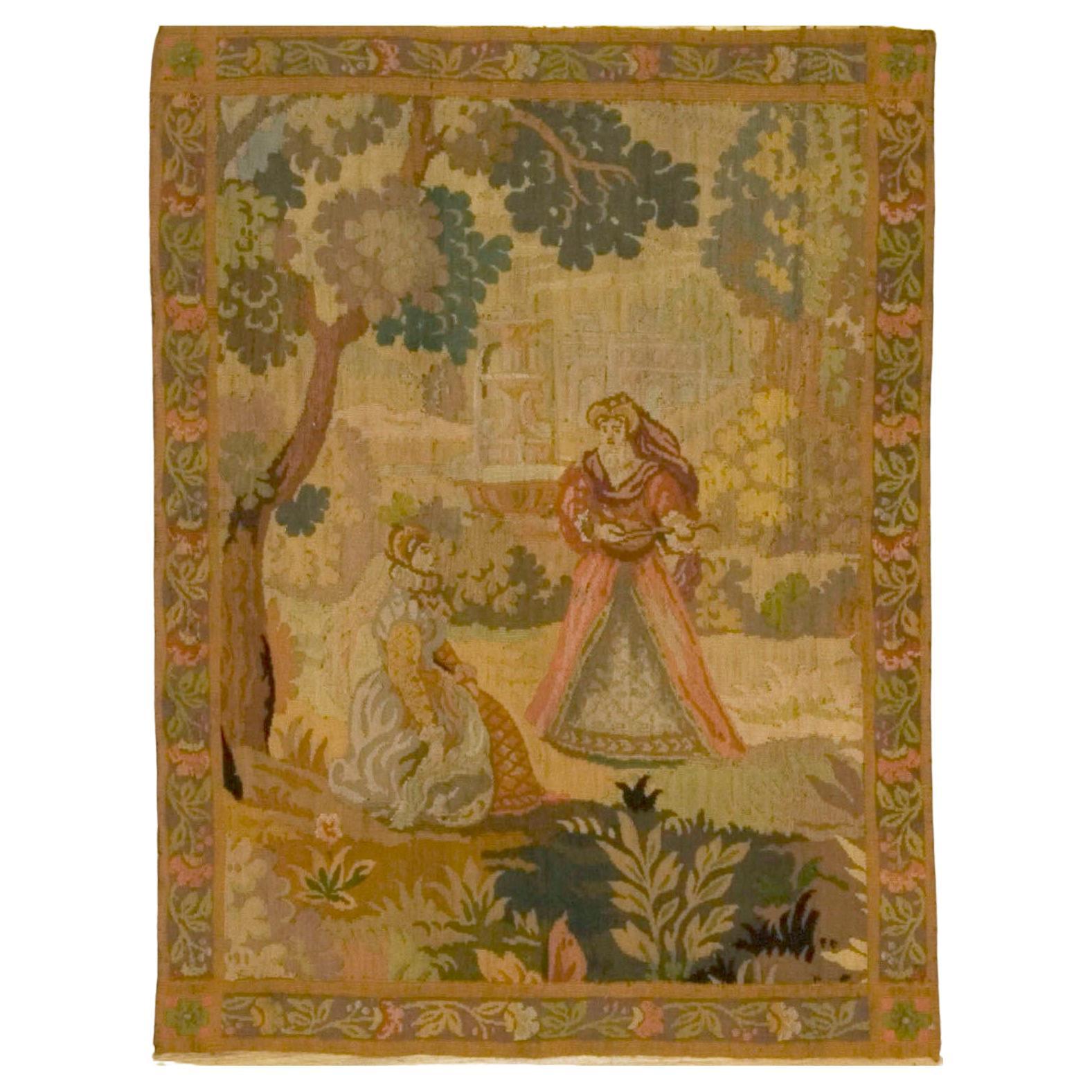 French Circa 1890 Century Tapestry 2'10 x 3'10