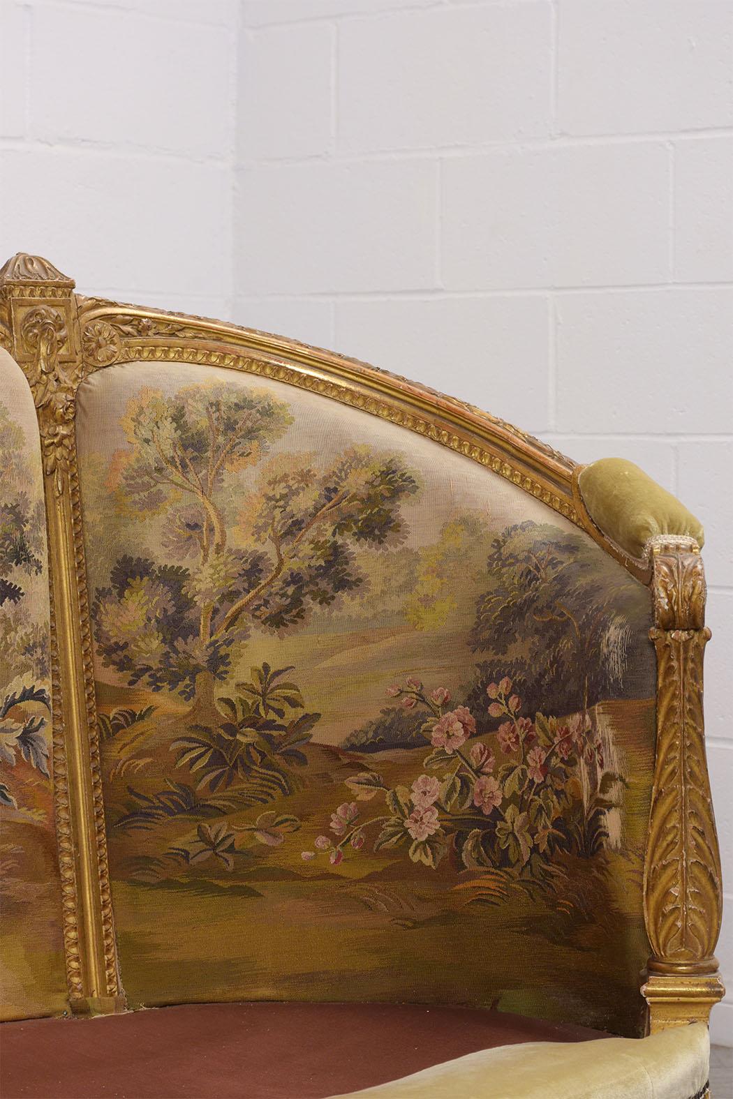 French circa 18th Century Louis XVI Style Abousson Canopy Sofa 2