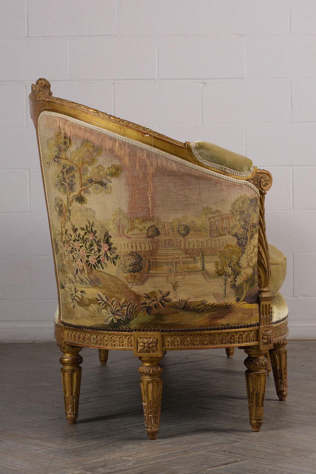 French circa 18th Century Louis XVI Style Abousson Canopy Sofa 3