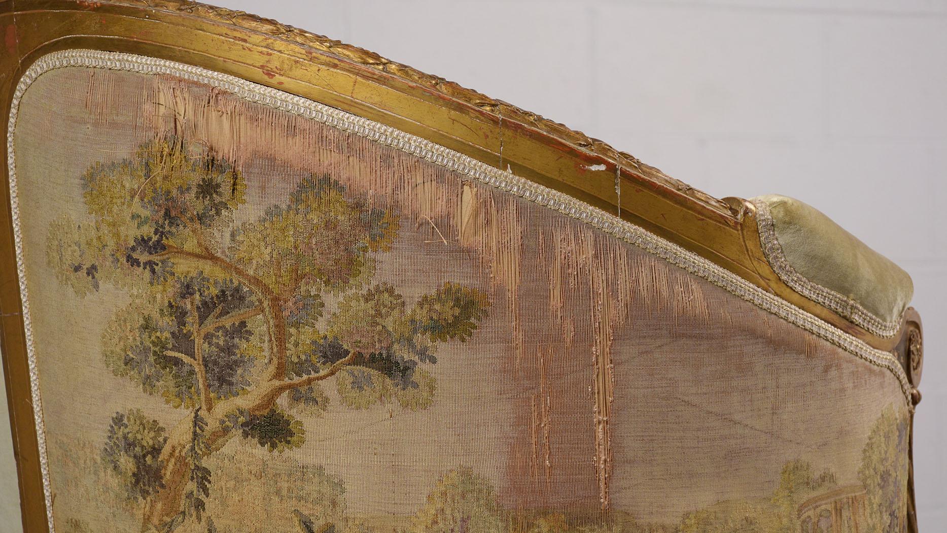 French circa 18th Century Louis XVI Style Abousson Canopy Sofa 4