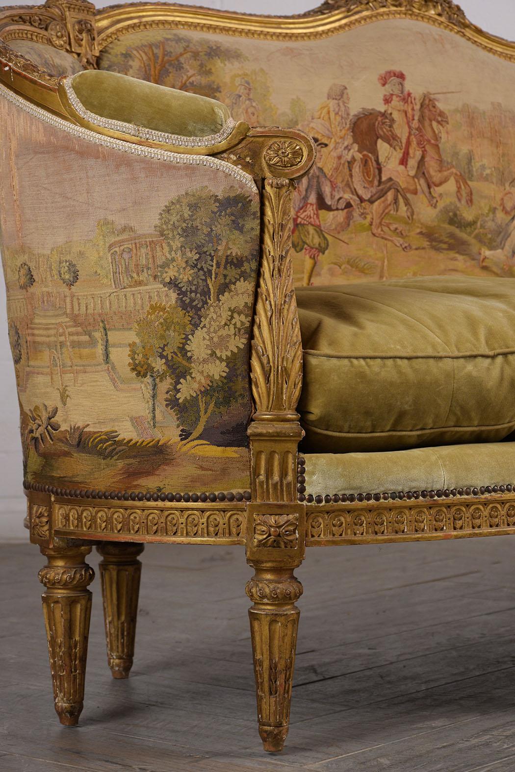 French circa 18th Century Louis XVI Style Abousson Canopy Sofa 5