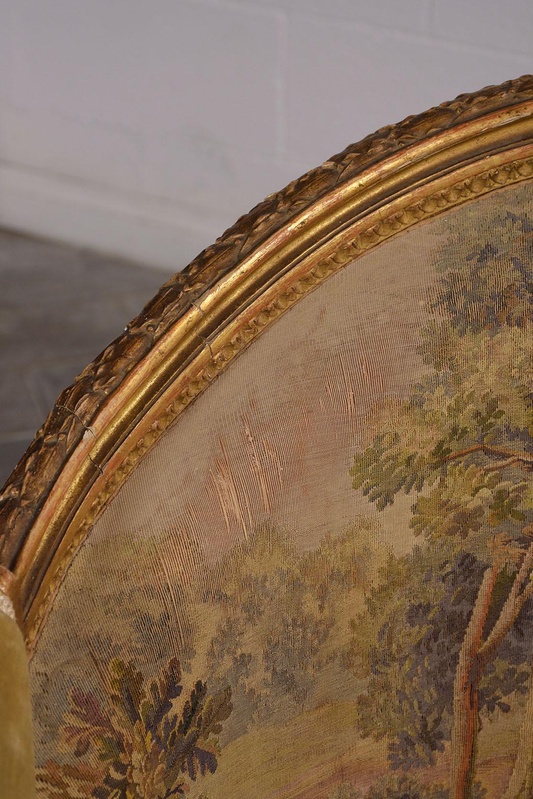 French circa 18th Century Louis XVI Style Abousson Canopy Sofa 7