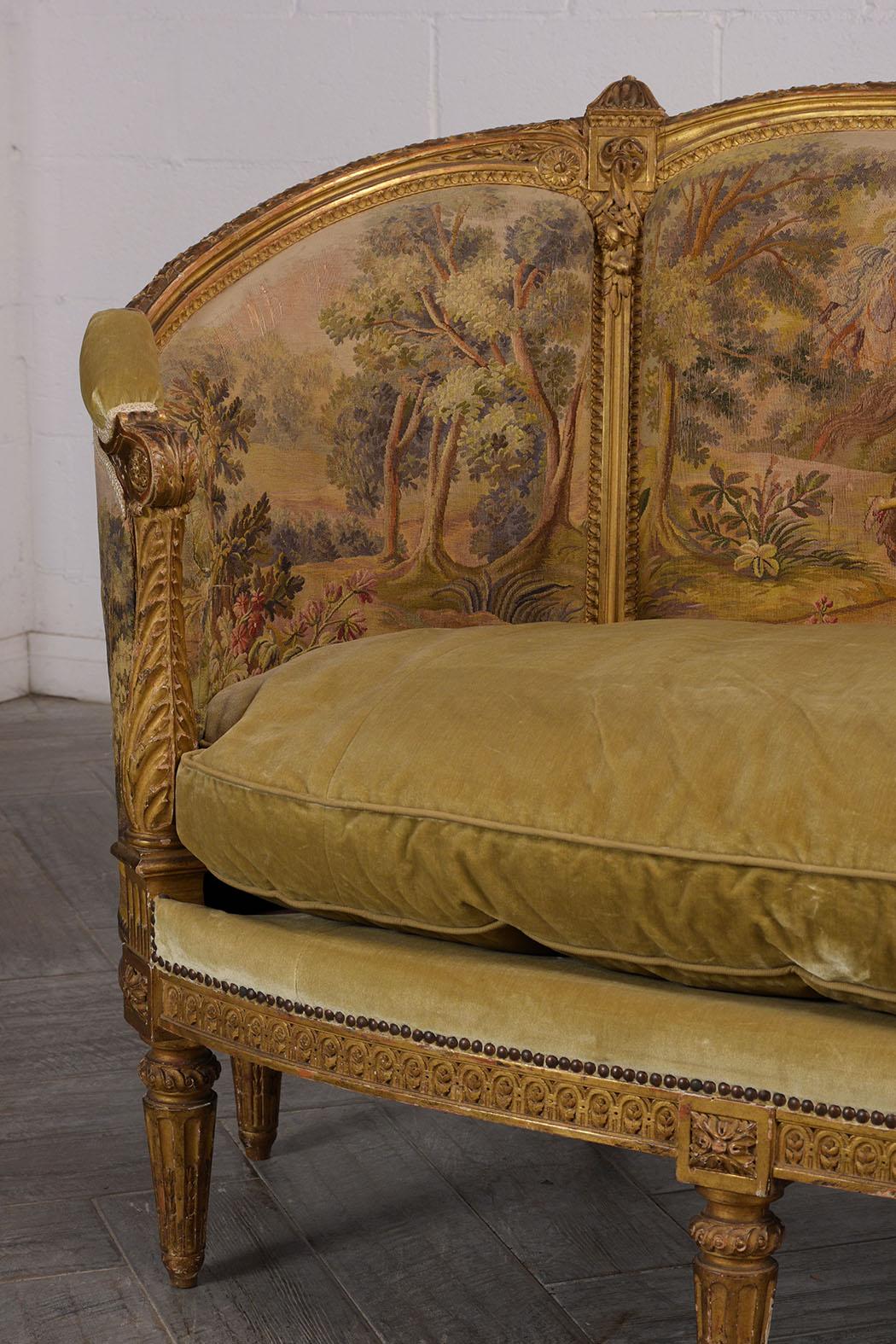 French circa 18th Century Louis XVI Style Abousson Canopy Sofa 8