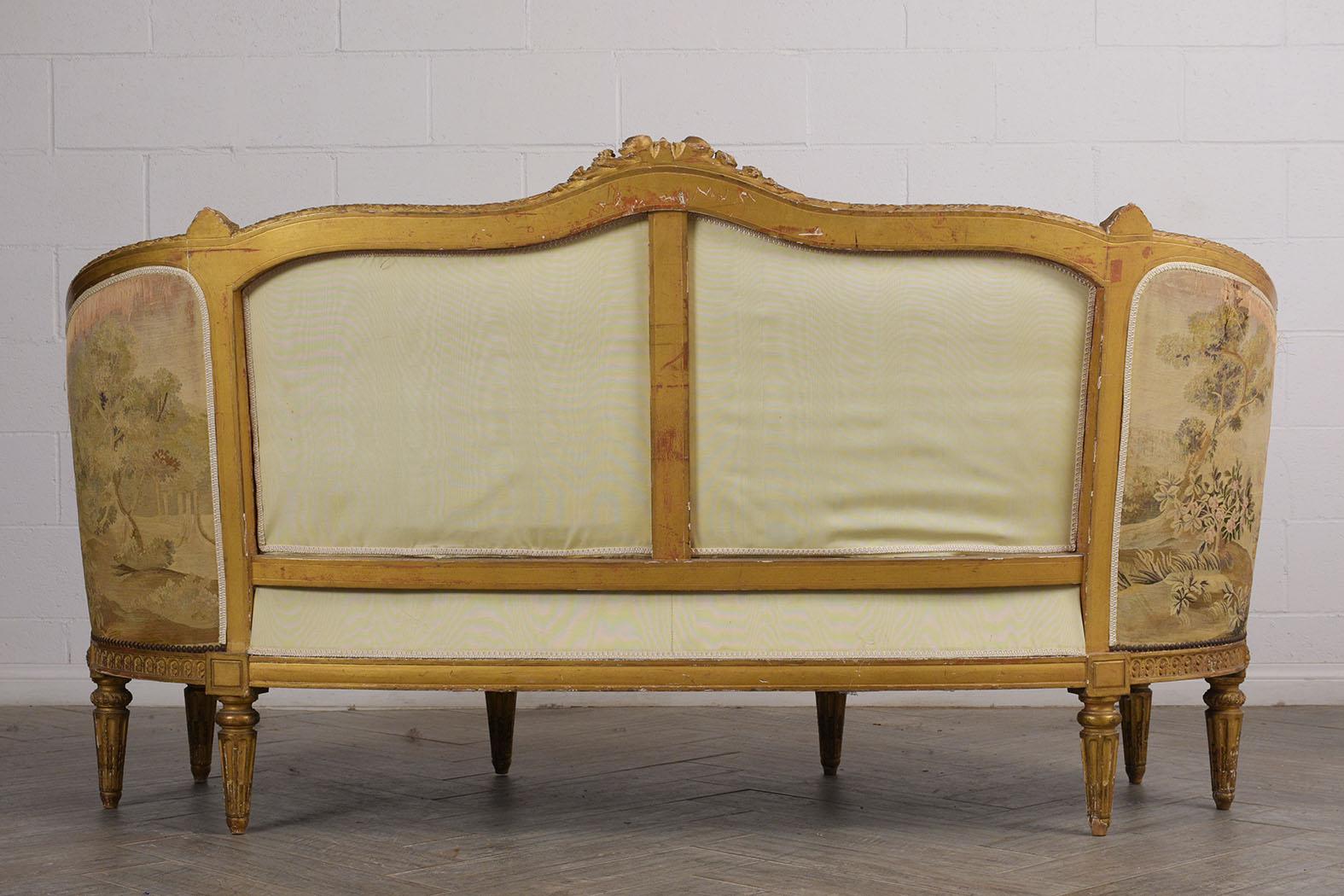 French circa 18th Century Louis XVI Style Abousson Canopy Sofa 10