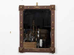 French Circa 1900 Tramp Art Mirror with Gilt Accents and Chip-Carved Frame