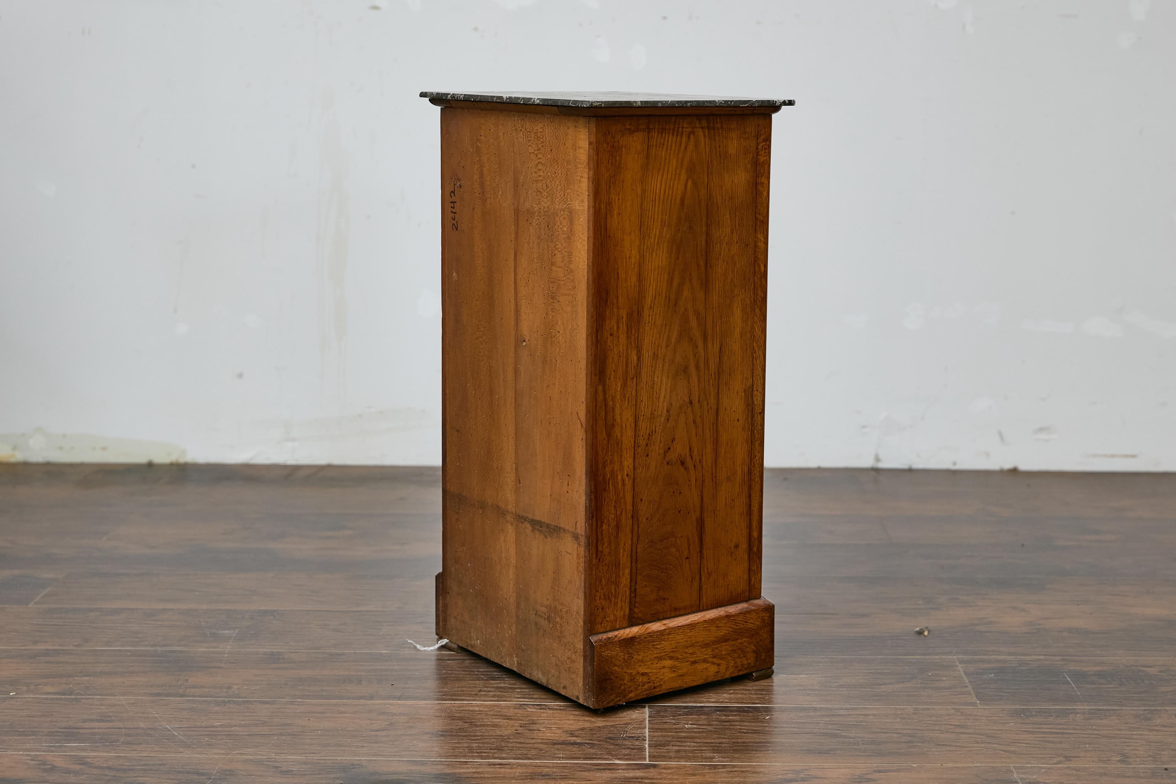 French Circa 1900 Walnut Small Cabinet with Marble Top and Single Door Storage For Sale 7