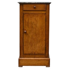 French Circa 1900 Walnut Small Cabinet with Marble Top and Single Door Storage