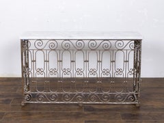 French Circa 1900 Wrought Iron Console with Marble Top