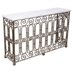 French Circa 1900 Wrought Iron Console with Marble Top