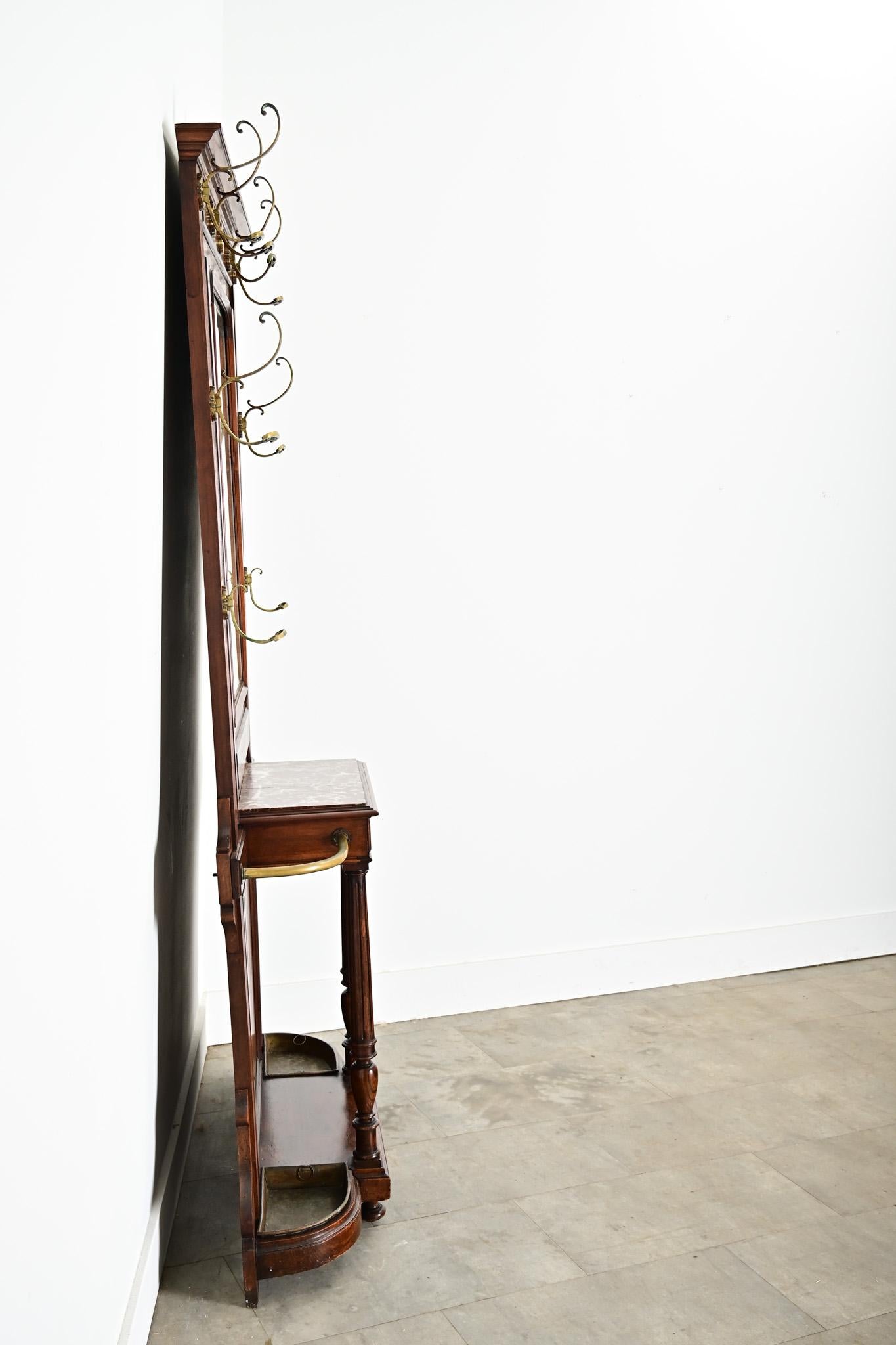 French Circa 1920 Mahogany Vestiare Hall Rack For Sale 3