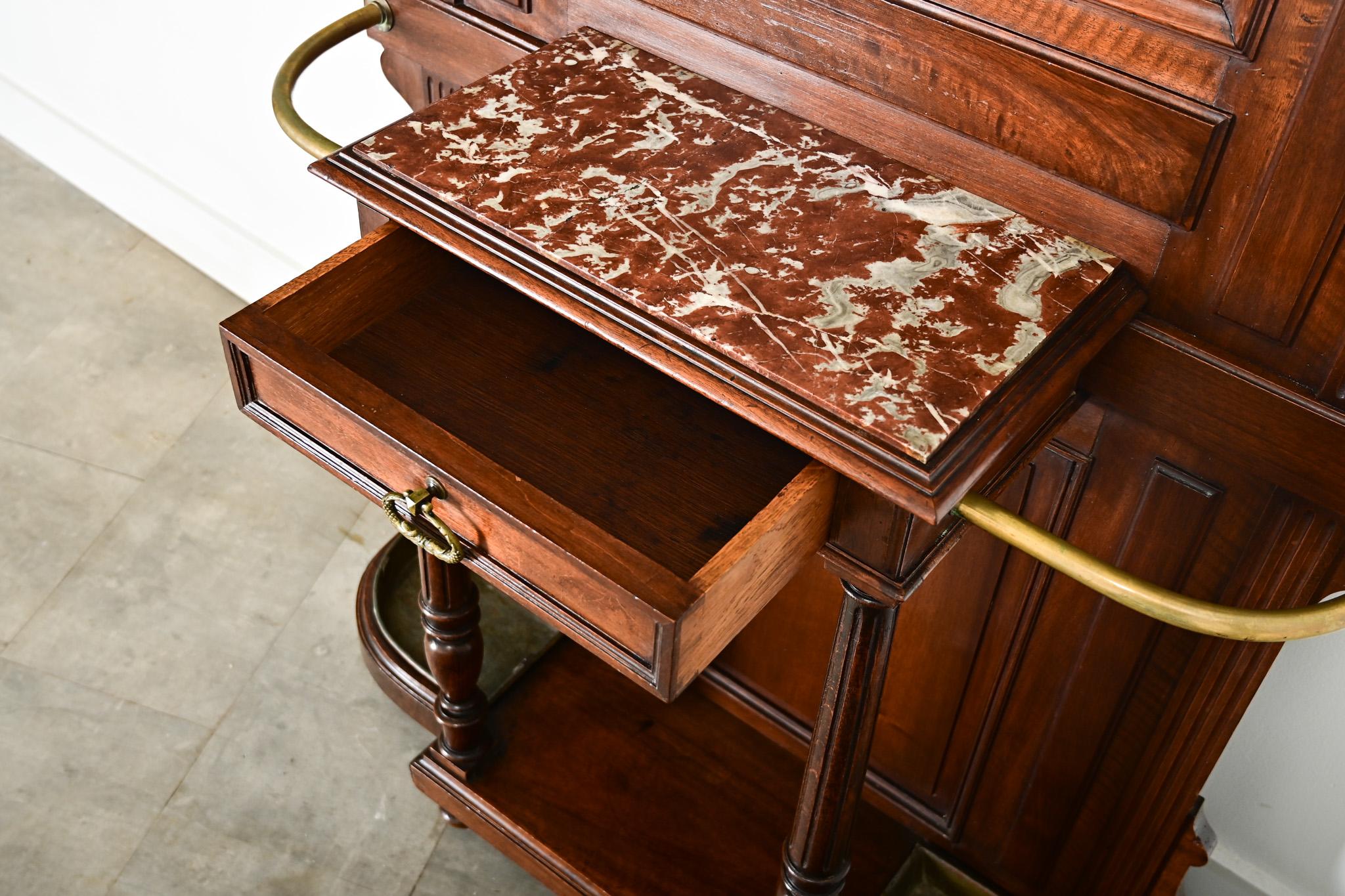 French Circa 1920 Mahogany Vestiare Hall Rack For Sale 4