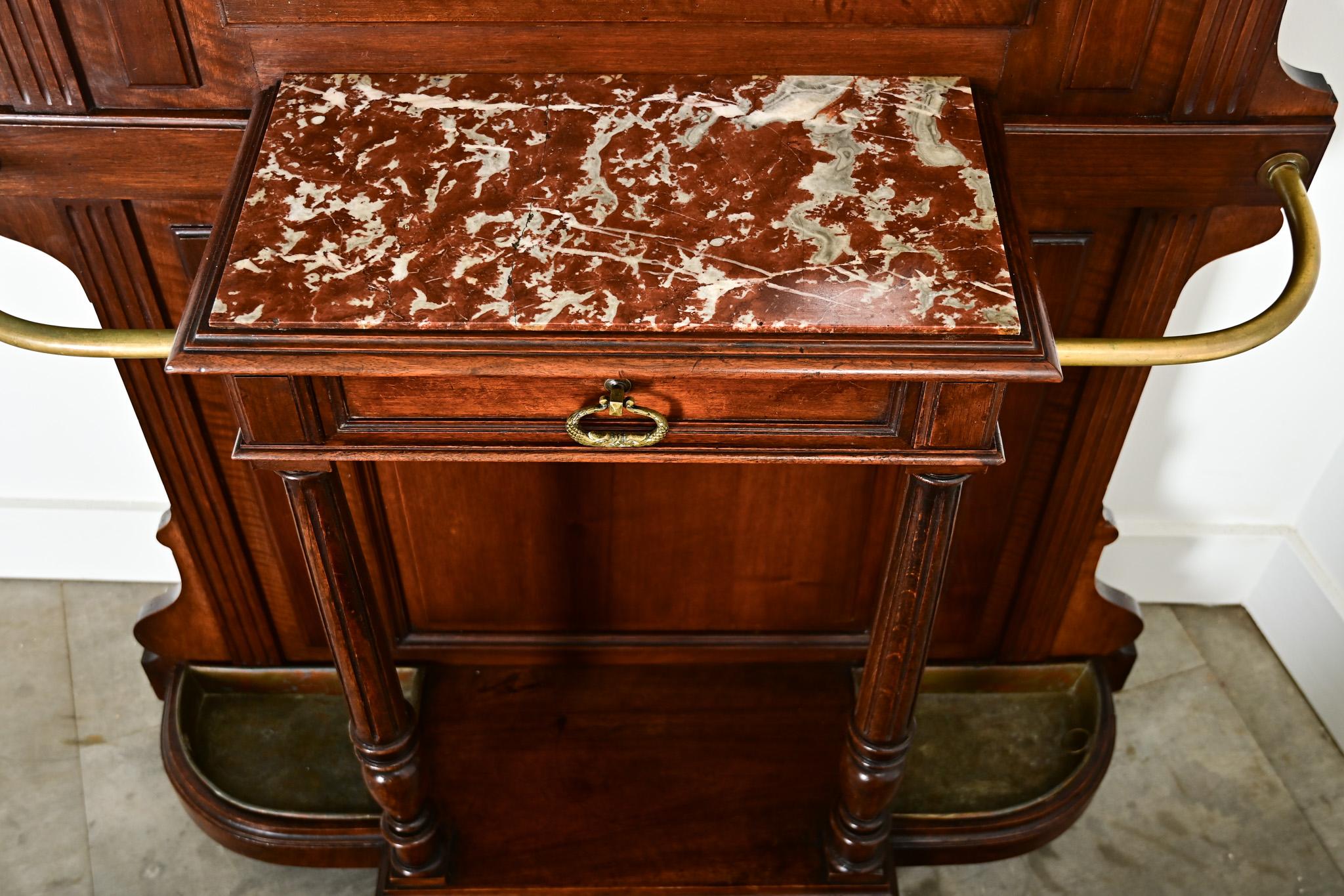 French Circa 1920 Mahogany Vestiare Hall Rack For Sale 5