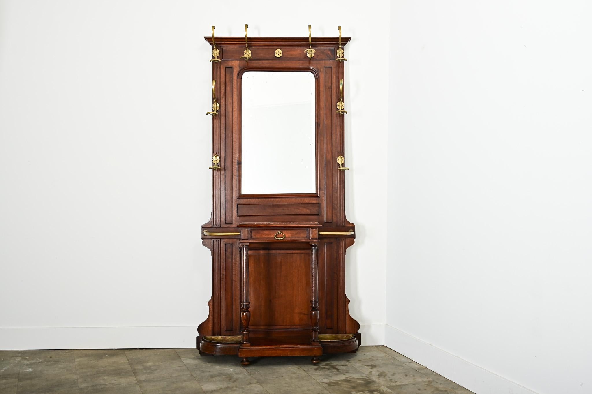 Louis XVI French Circa 1920 Mahogany Vestiare Hall Rack For Sale