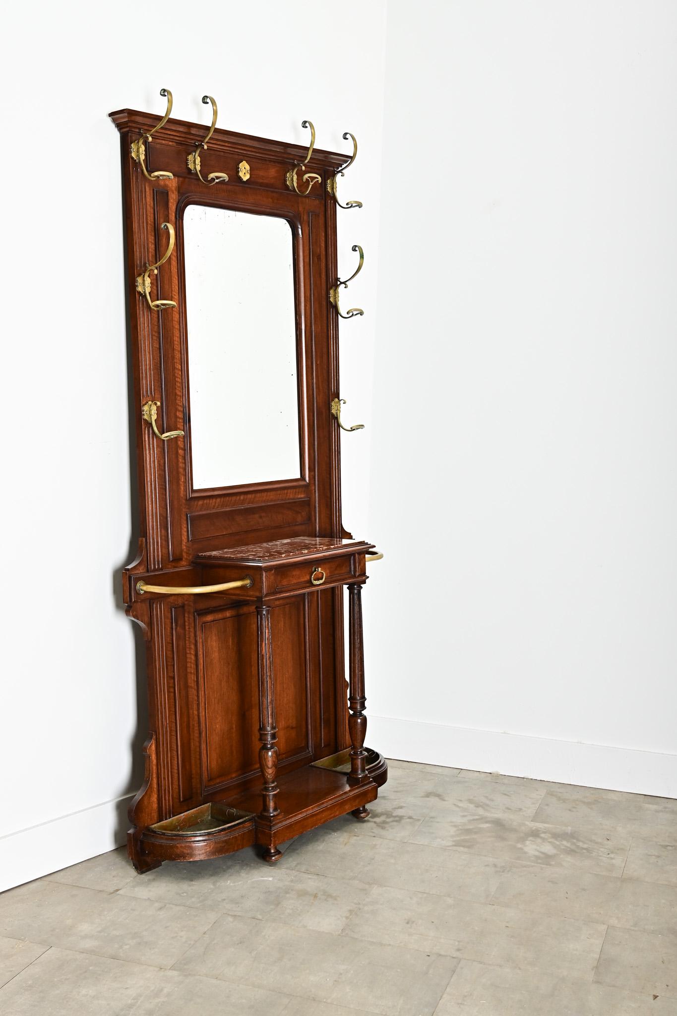 French Circa 1920 Mahogany Vestiare Hall Rack For Sale 1