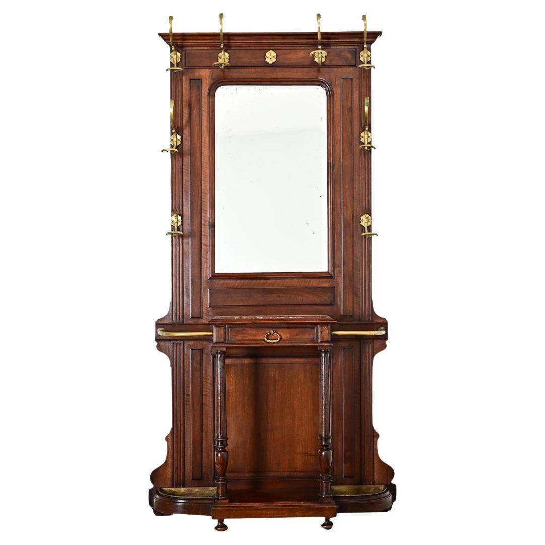 French Circa 1920 Mahogany Vestiare Hall Rack For Sale