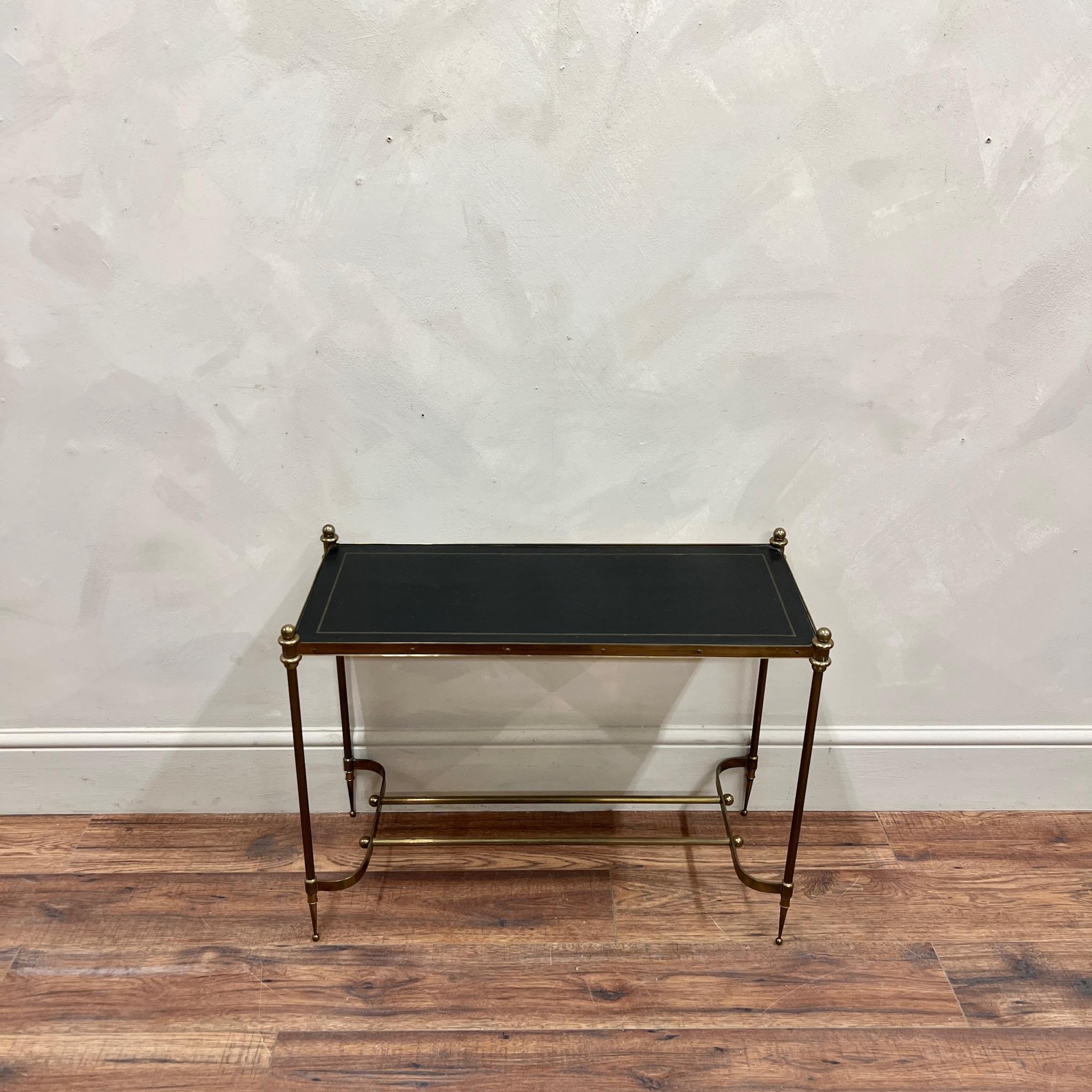 French circa 1950 Leather Top End Table Maison Jansen In Good Condition In Southampton, GB