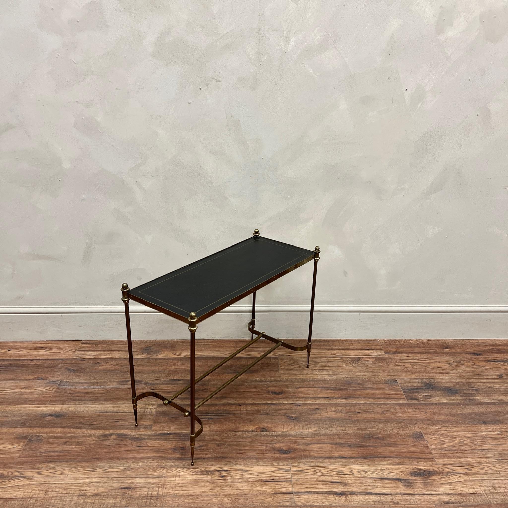 20th Century French circa 1950 Leather Top End Table Maison Jansen