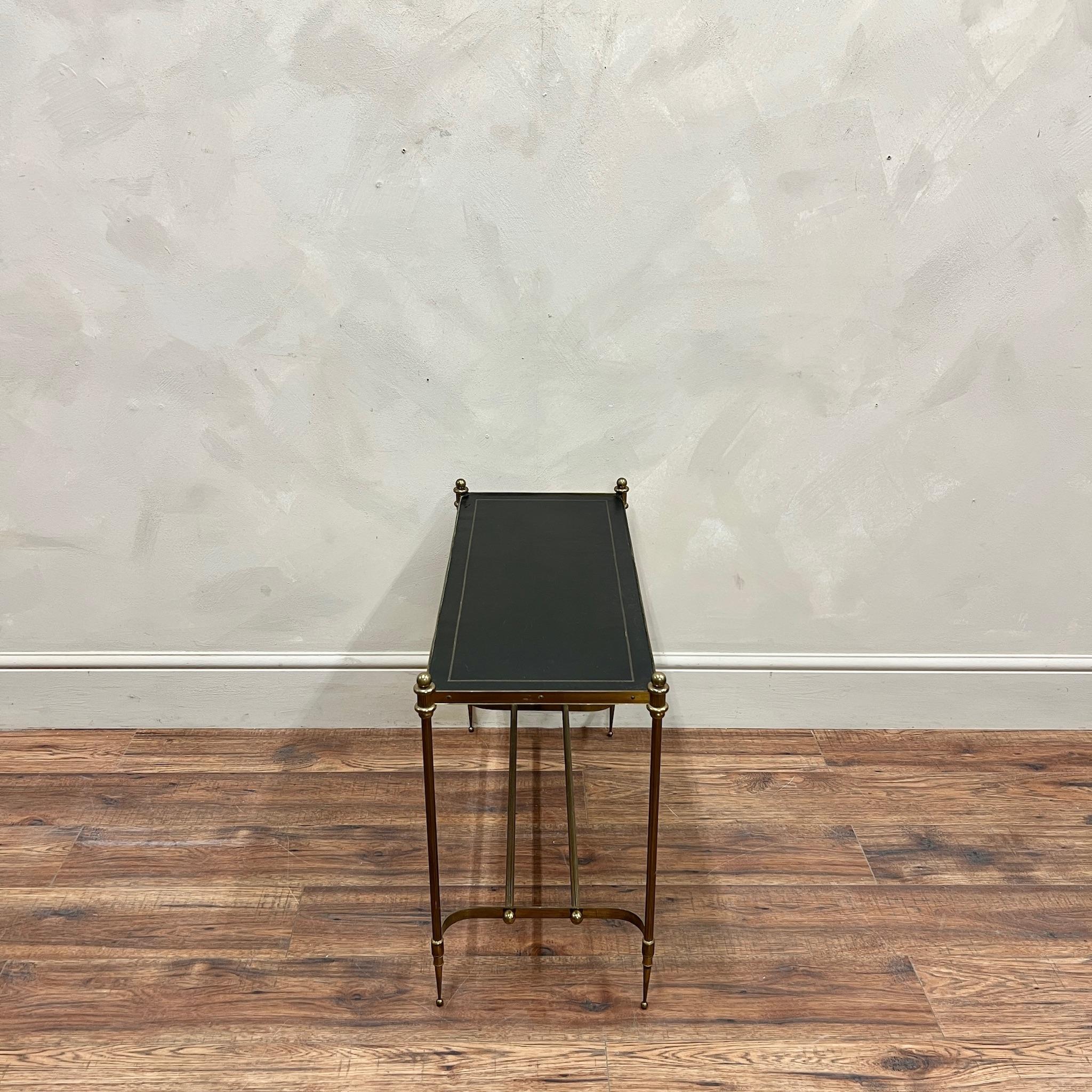 French circa 1950 Leather Top End Table Maison Jansen 1