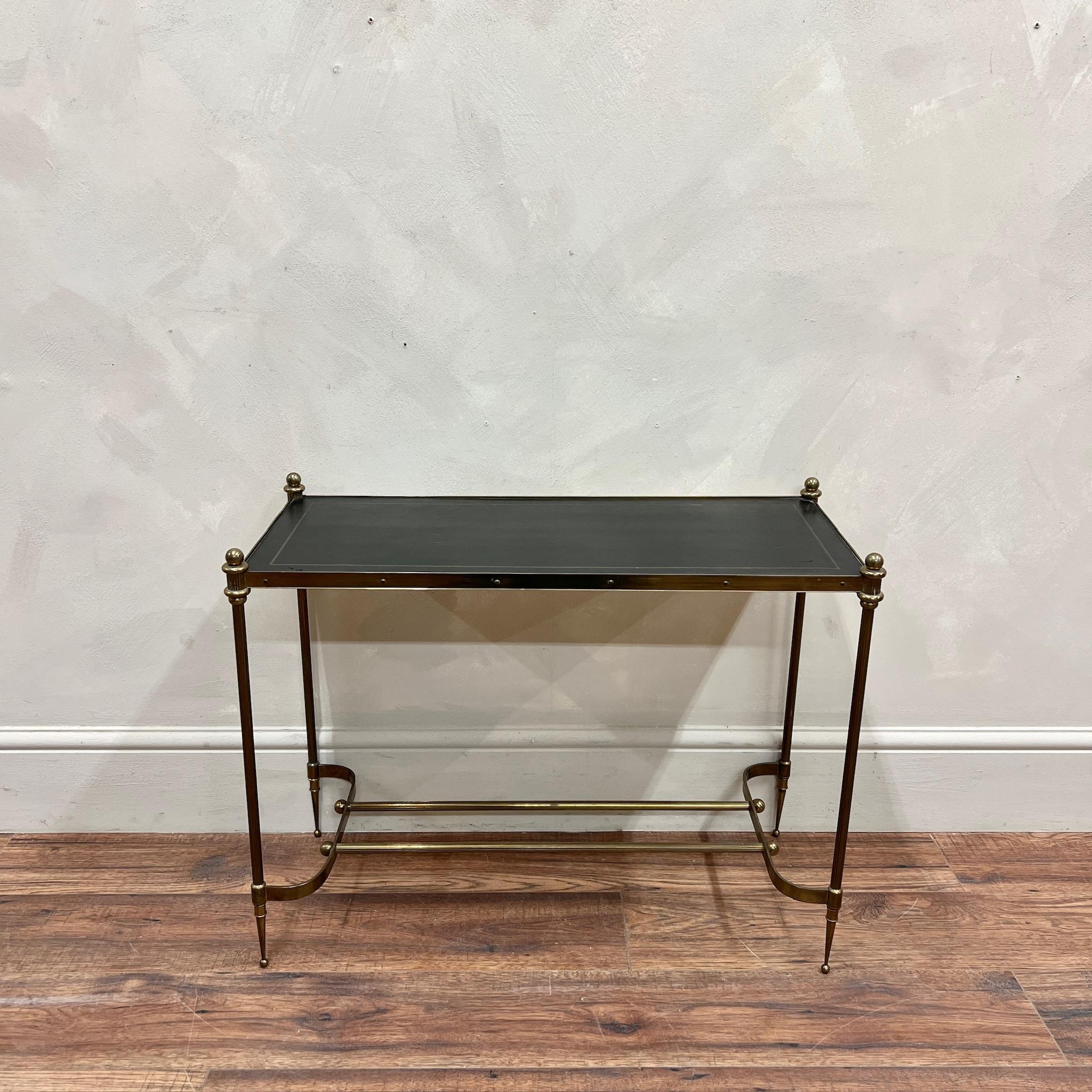 French circa 1950 Leather Top End Table Maison Jansen 2