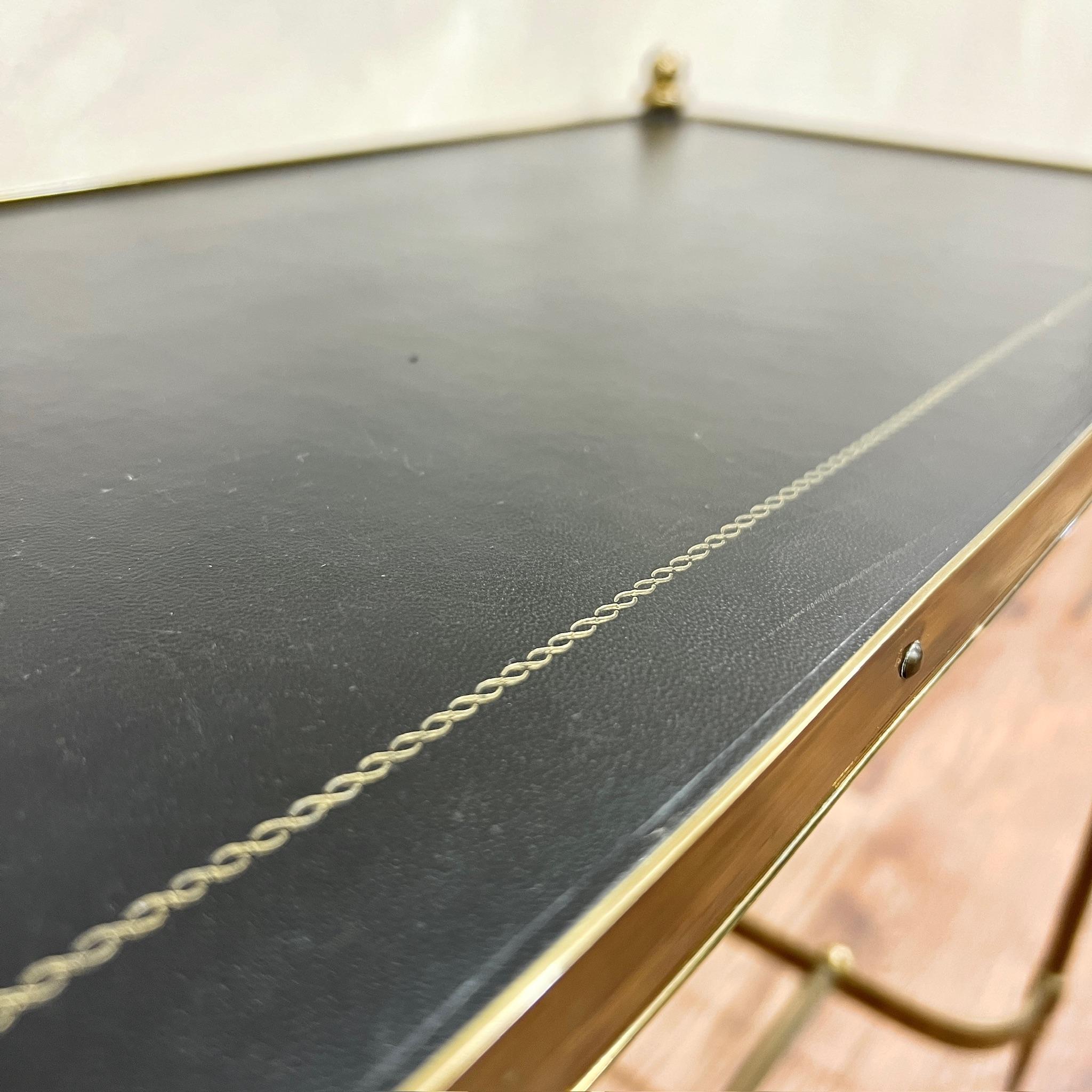 French circa 1950 Leather Top End Table Maison Jansen 4