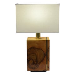 French circa 1950s Burl Wood Table Lamp