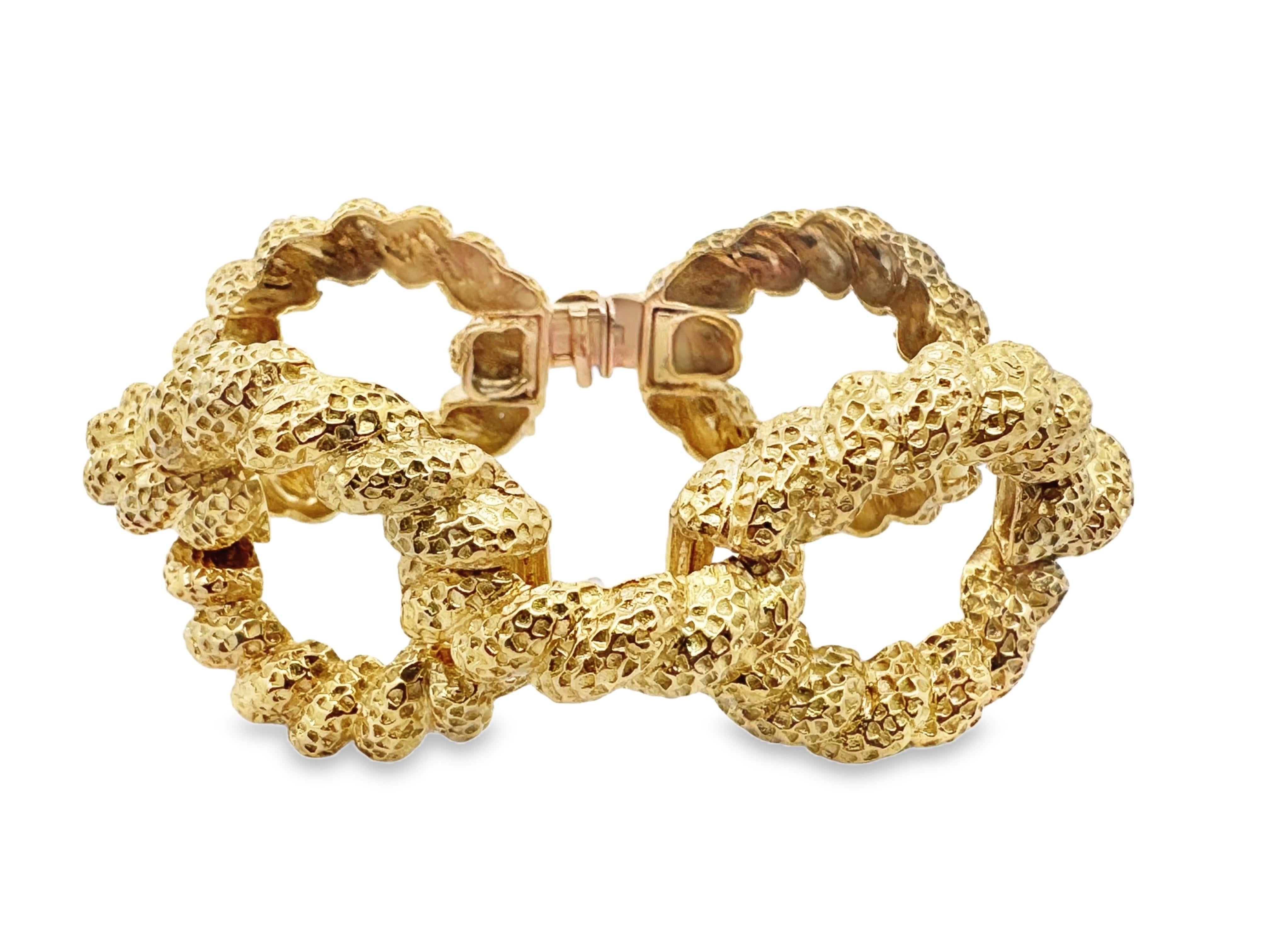 Bracciale francese a maglie in oro massiccio 18 carati del Mid-Century Modern, circa anni '60 In condizioni ottime in vendita a Great Neck, NY