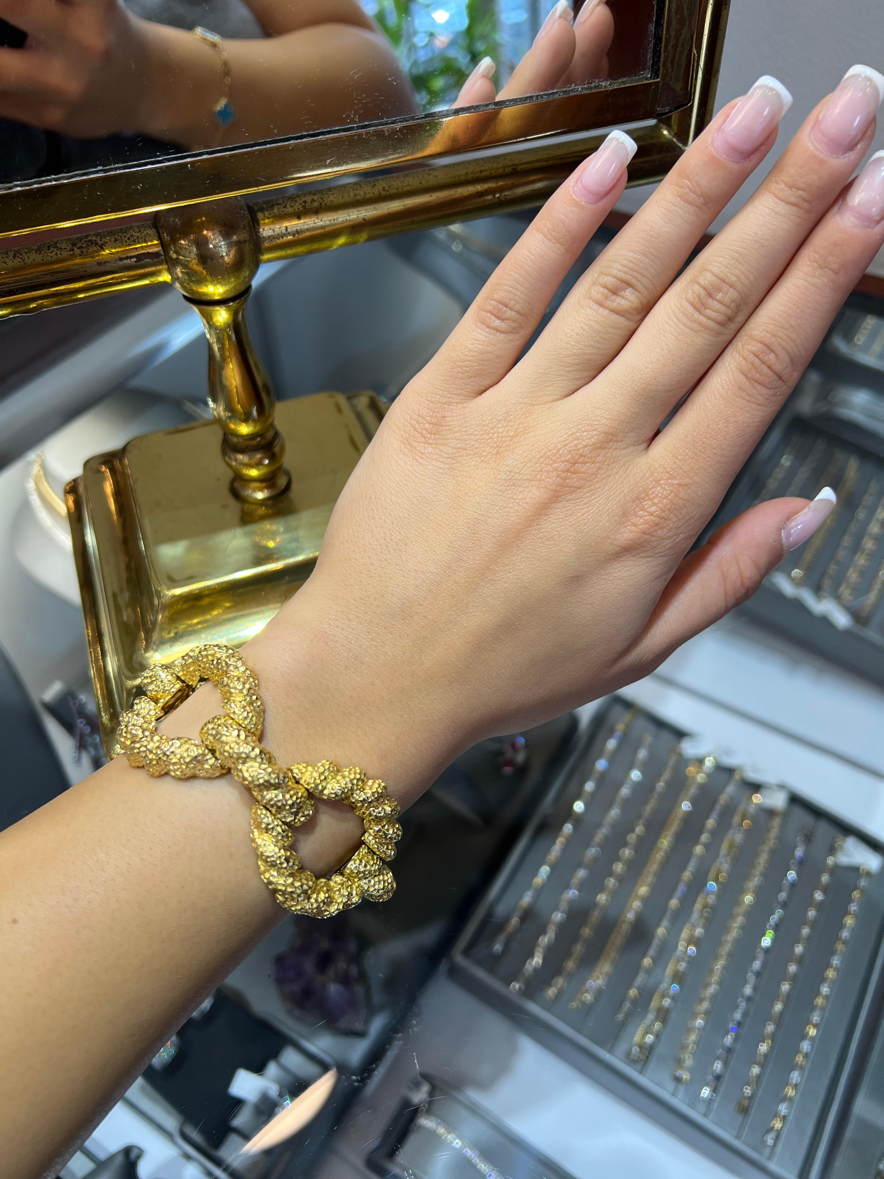 Donna Bracciale francese a maglie in oro massiccio 18 carati del Mid-Century Modern, circa anni '60 in vendita