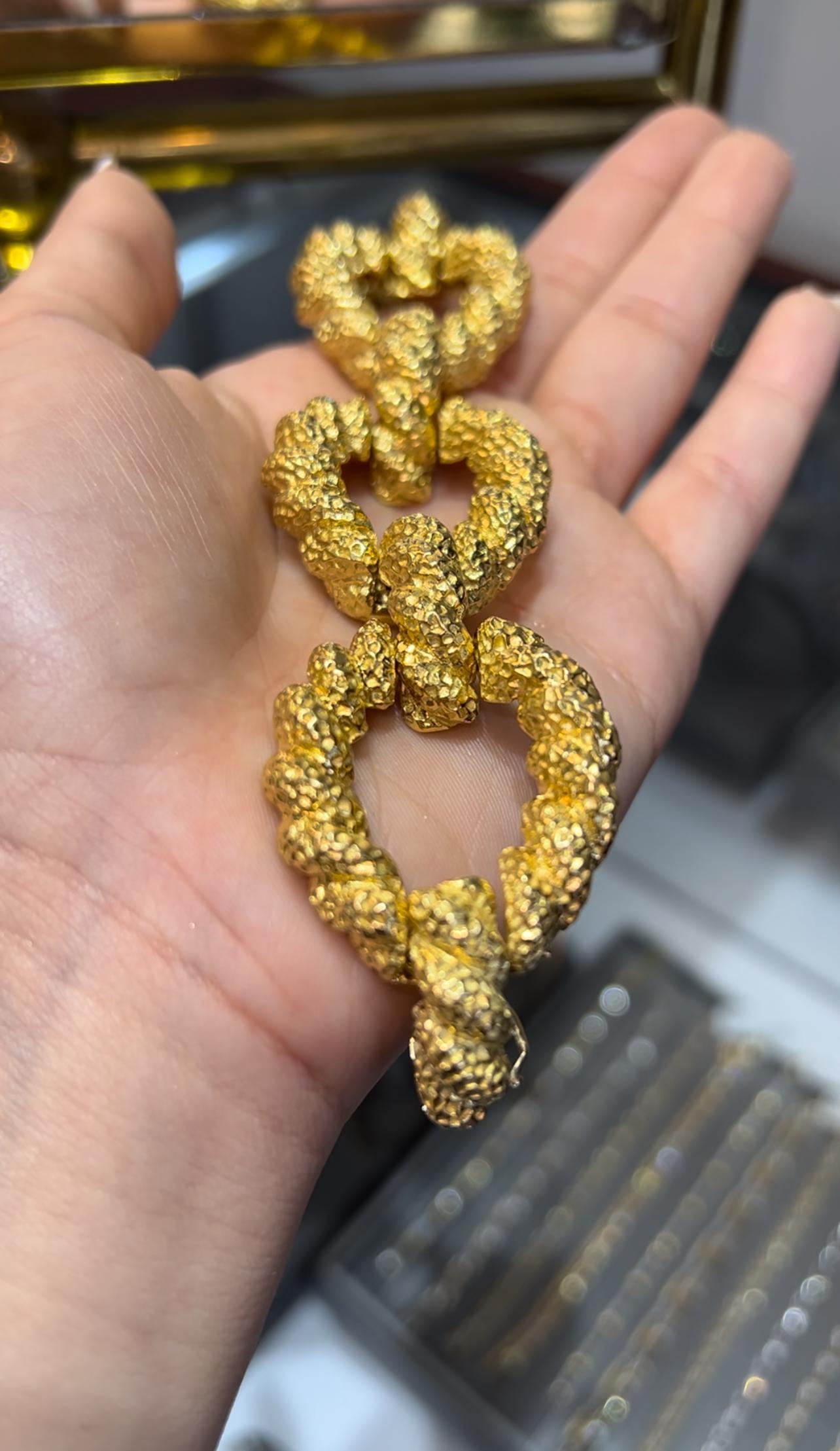 Bracciale francese a maglie in oro massiccio 18 carati del Mid-Century Modern, circa anni '60 in vendita 1