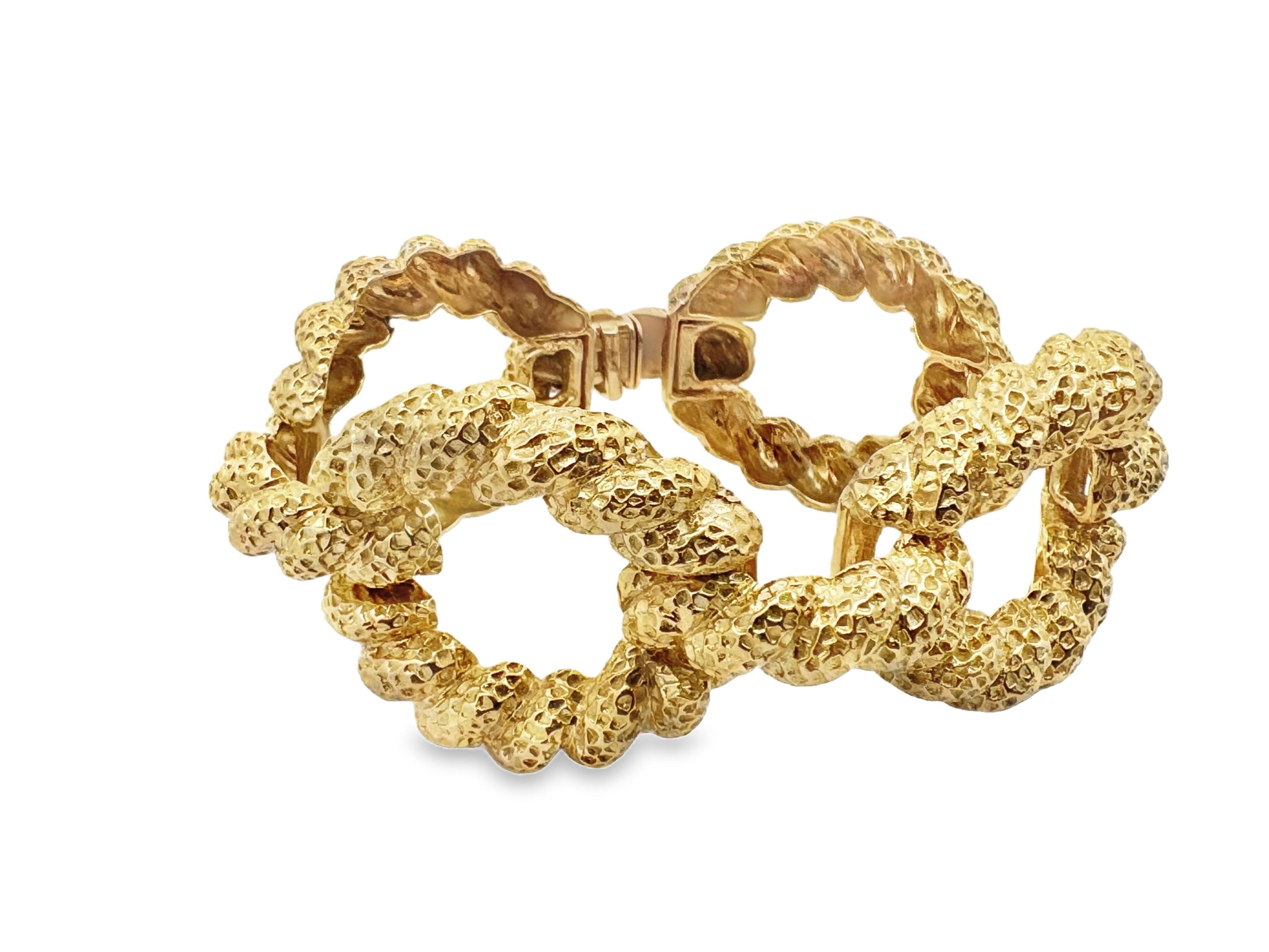 Bracciale francese a maglie in oro massiccio 18 carati del Mid-Century Modern, circa anni '60 in vendita 2