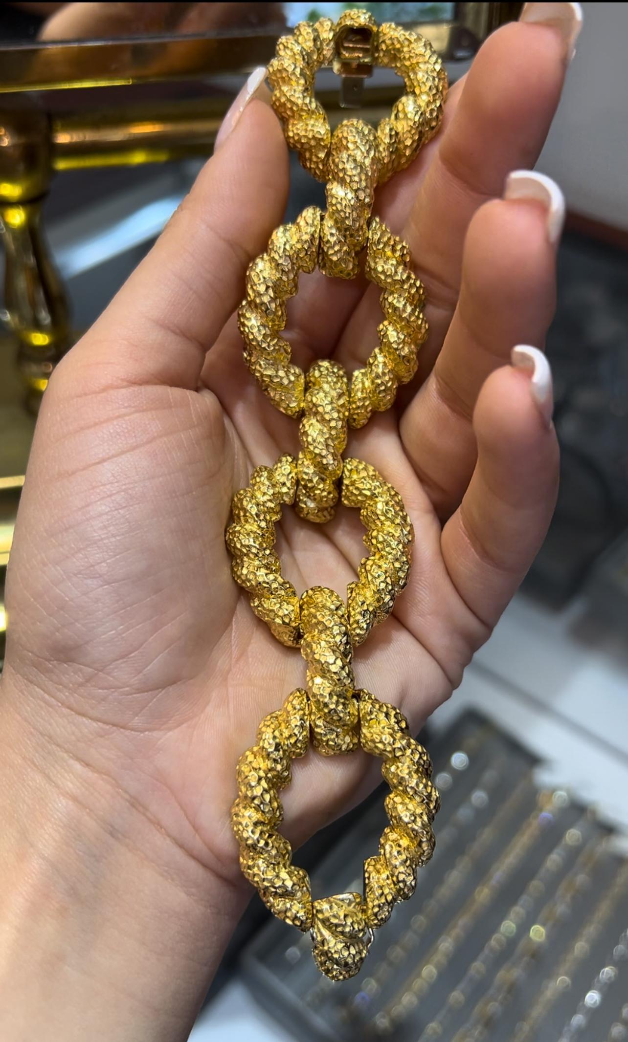 Bracciale francese a maglie in oro massiccio 18 carati del Mid-Century Modern, circa anni '60 in vendita 3