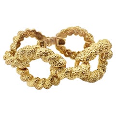 Bracciale francese a maglie in oro massiccio 18 carati del Mid-Century Modern, circa anni '60