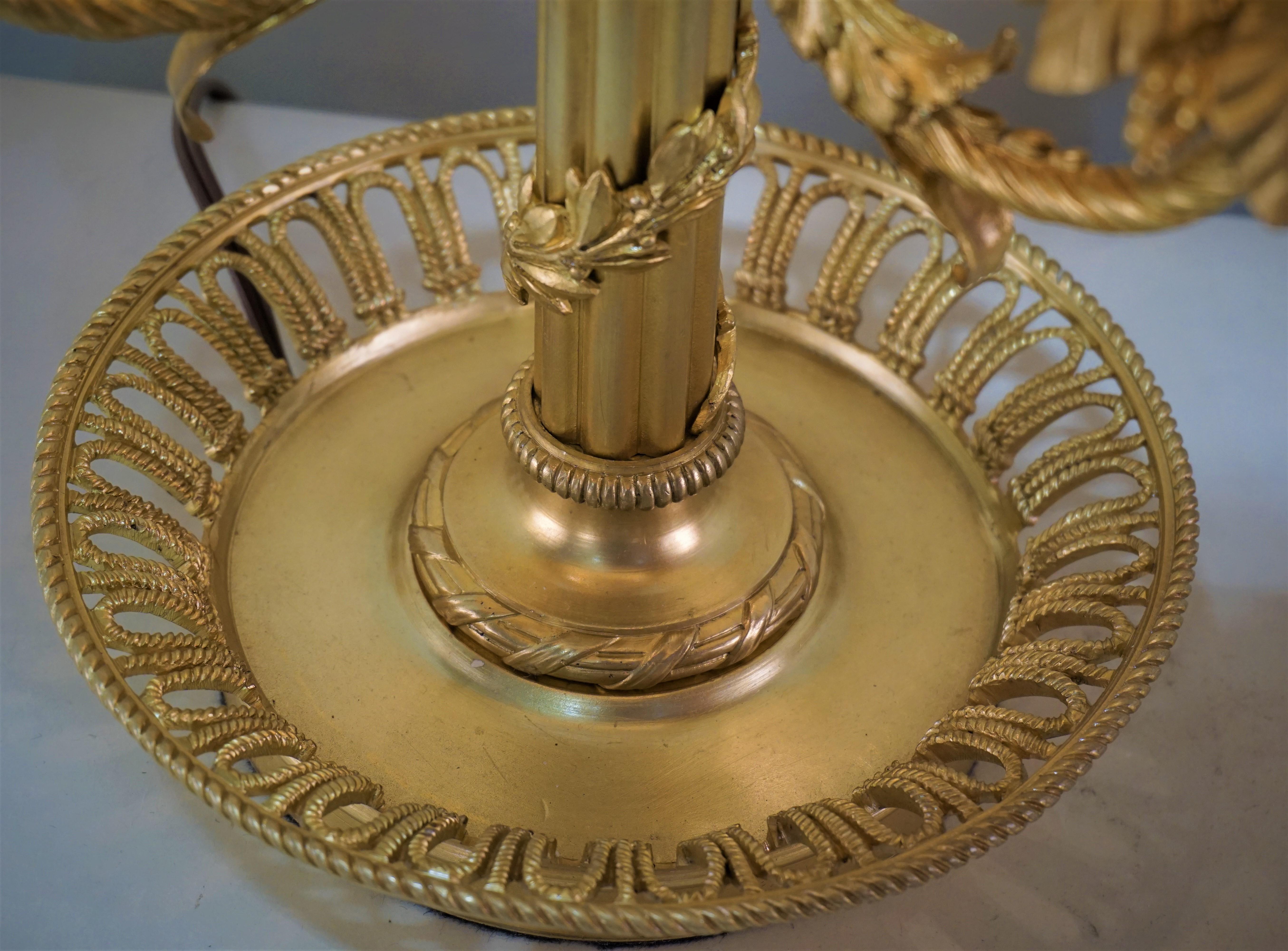 French Circle 1900 Doré Bronze Bouillotte Table Lamp 7
