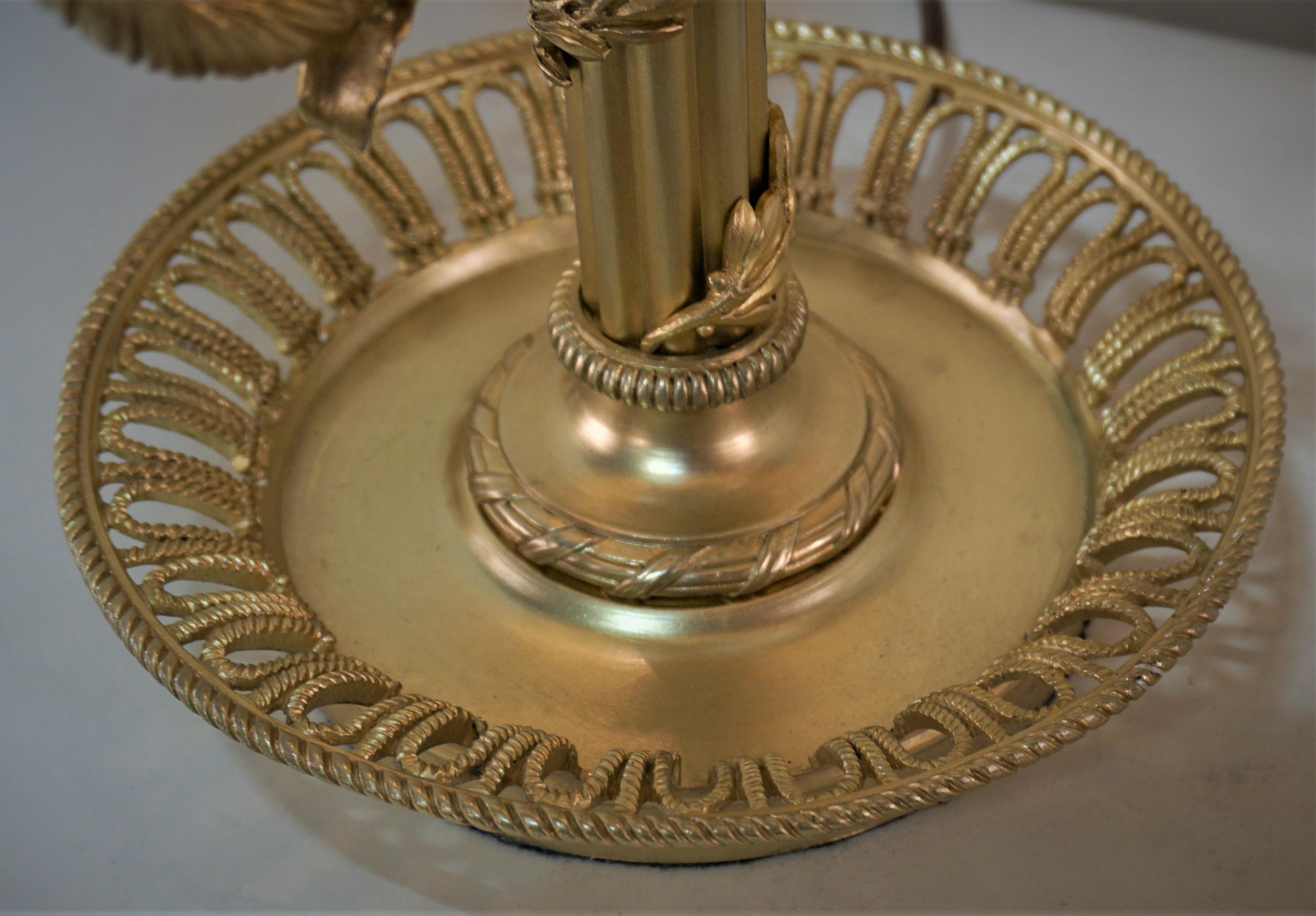 French Circle 1900 Doré Bronze Bouillotte Table Lamp In Good Condition In Fairfax, VA