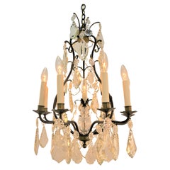 Used French Circle 1920's Crystal and bronze Chandelier