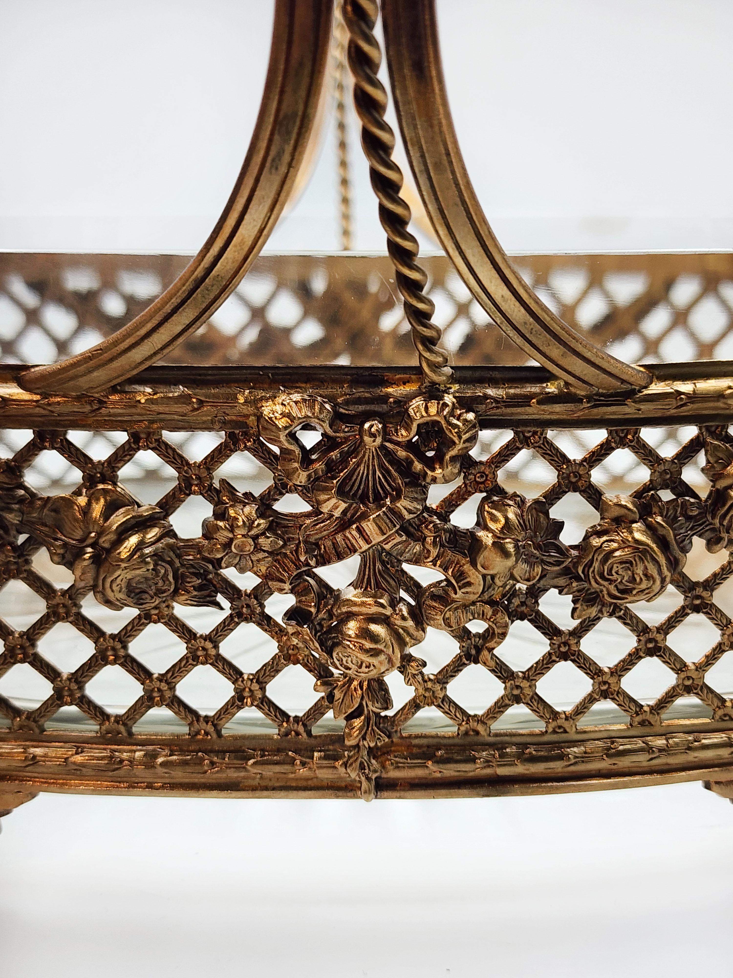 Französischer runder Tafelaufsatz aus gewebter, vergoldeter Bronze im Angebot 1